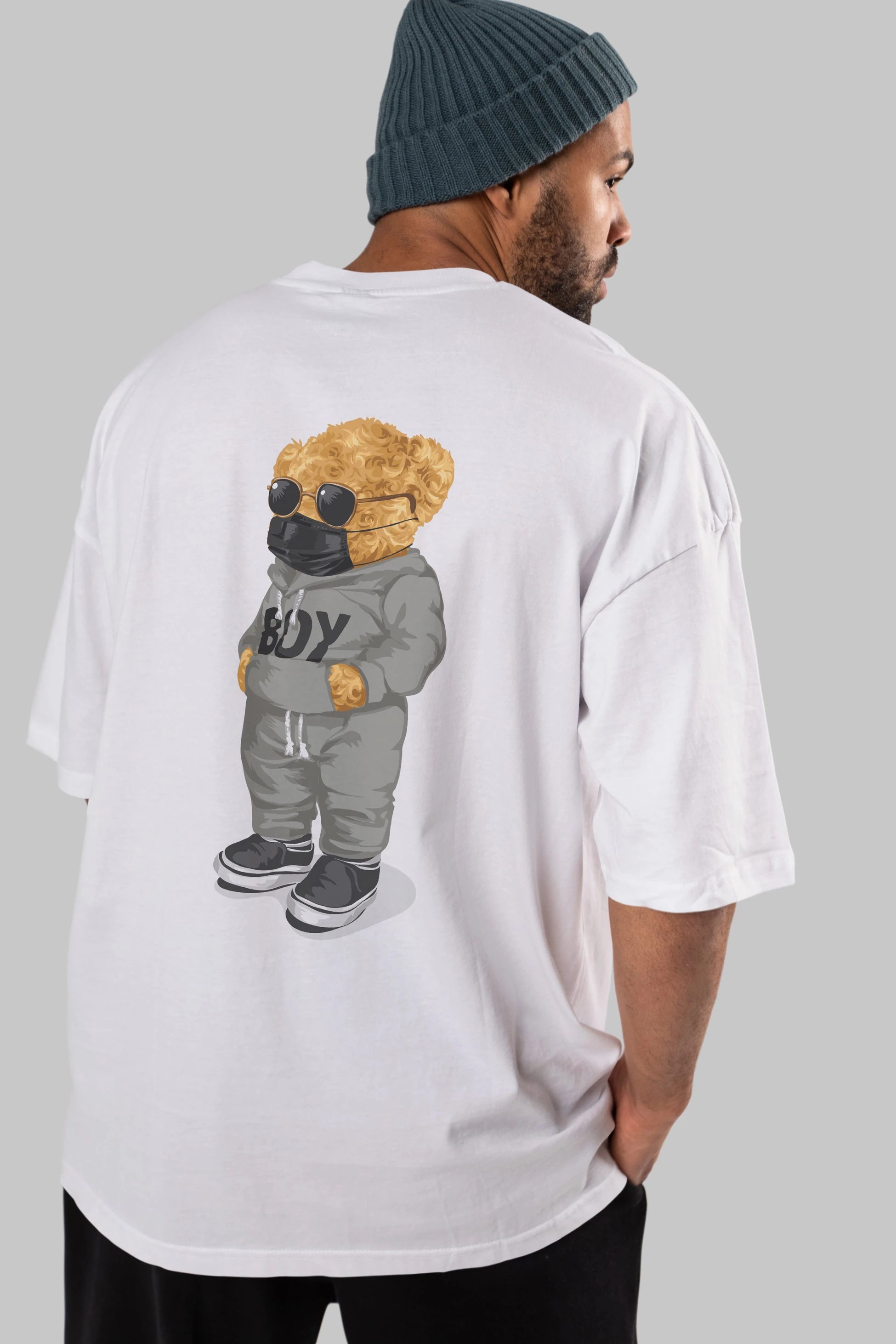 Teddy Bear Boy Arka Baskılı Oversize t-shirt Erkek Kadın Unisex %100 Pamuk