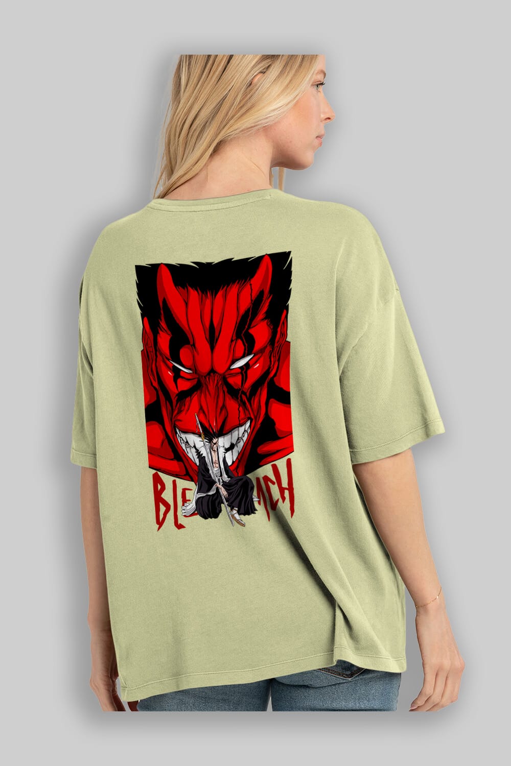 KENPACHI ZARAKI BLEACH Anime Arka Baskılı Oversize t-shirt Erkek Kadın Unisex