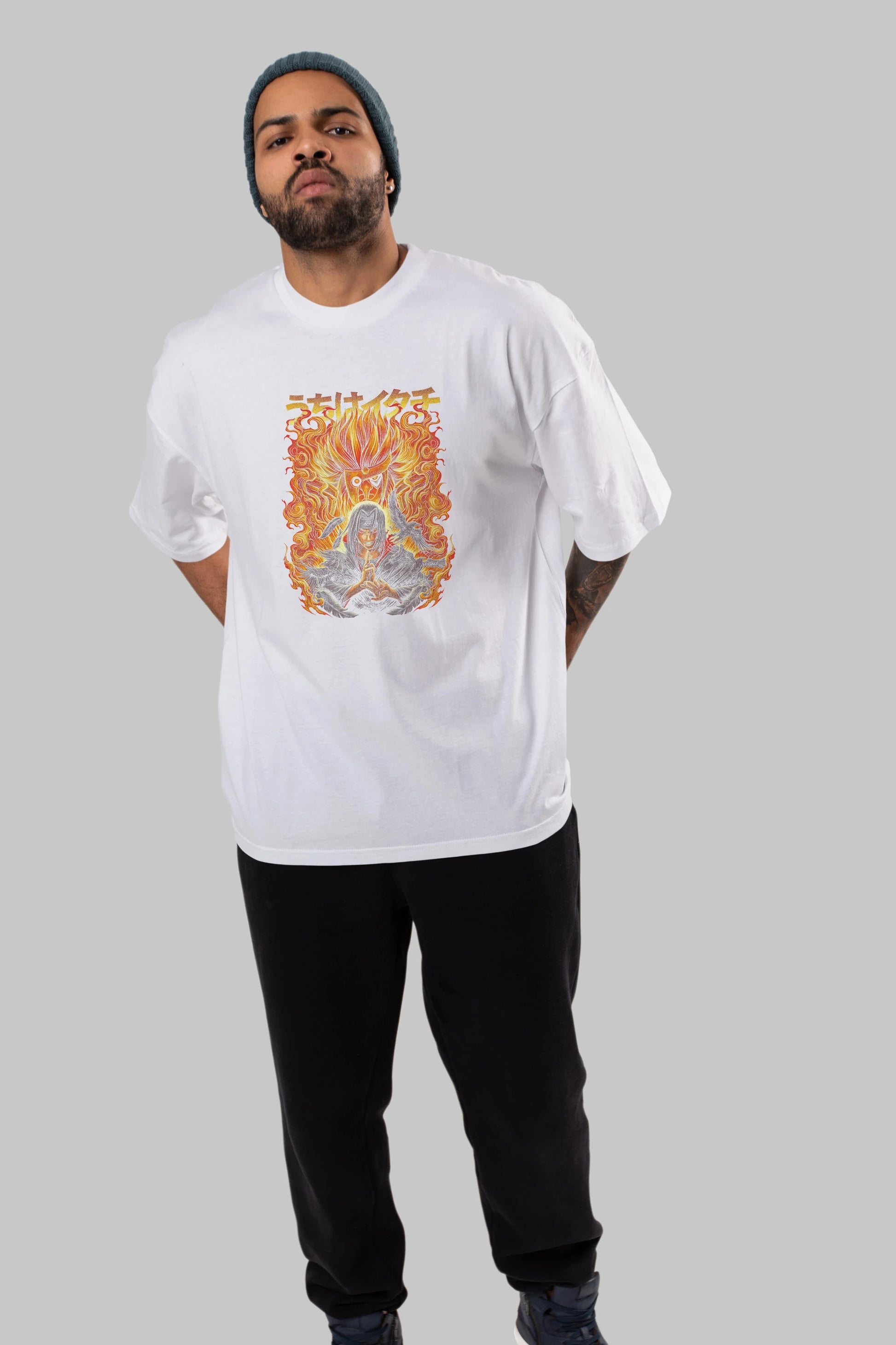 NARUTO ITACHI UCHIHA Anime Ön Baskılı Oversize t-shirt %100 pamuk Erkek Kadın Unisex