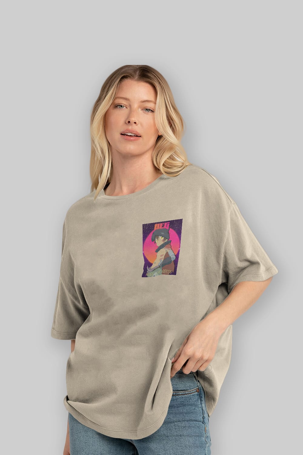Reg 7 Ön Sol Baskılı Oversize t-shirt Erkek Kadın Unisex %100 Pamuk Bisiklet Yaka tişort