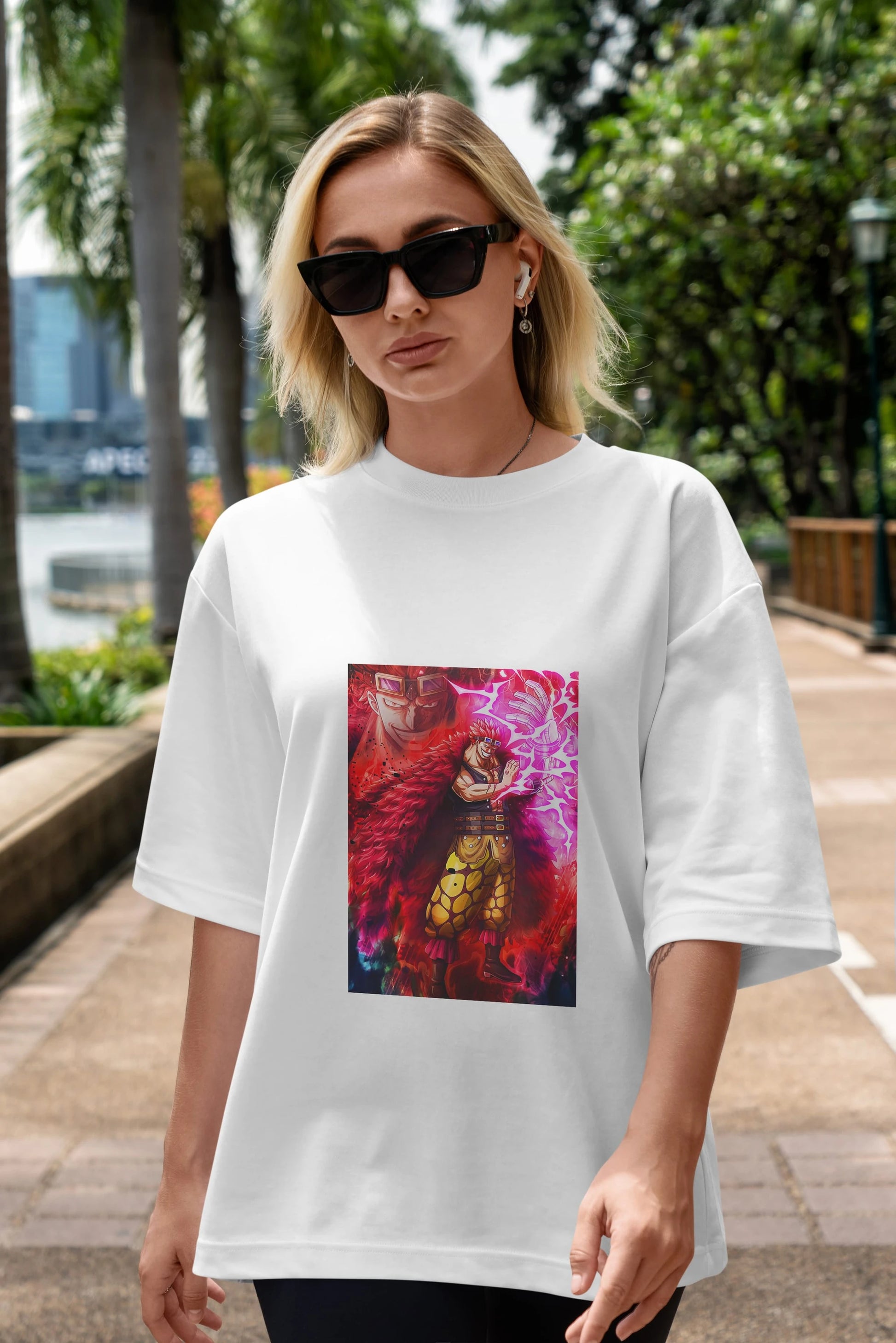 Eustass Kid Anime Ön Baskılı Oversize t-shirt Erkek Kadın Unisex
