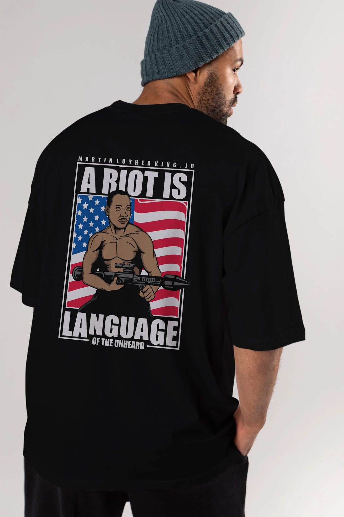 Luther King Jr Rambo Arka Baskılı Oversize t-shirt Erkek Kadın Unisex %100 Pamuk tişort