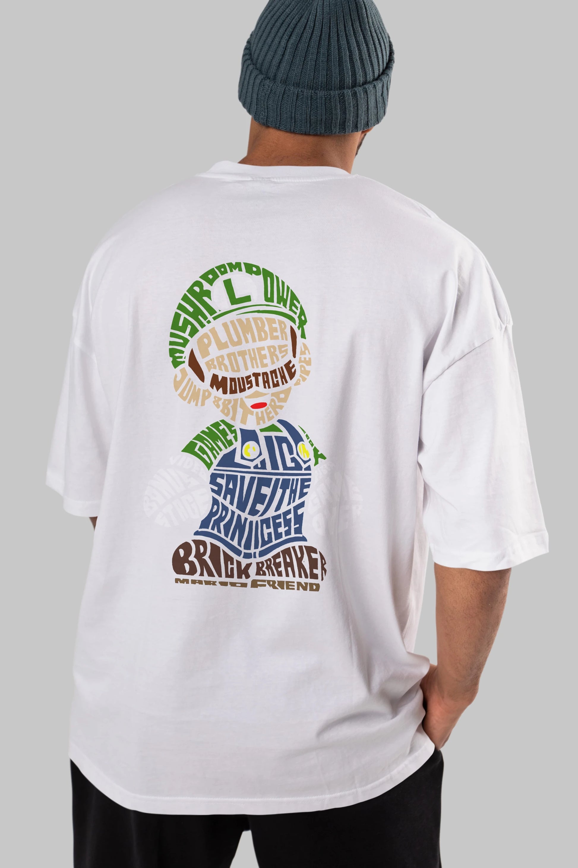 Plumber Brothers Arka Baskılı Oversize t-shirt %100 pamuk Erkek Kadın Unisex