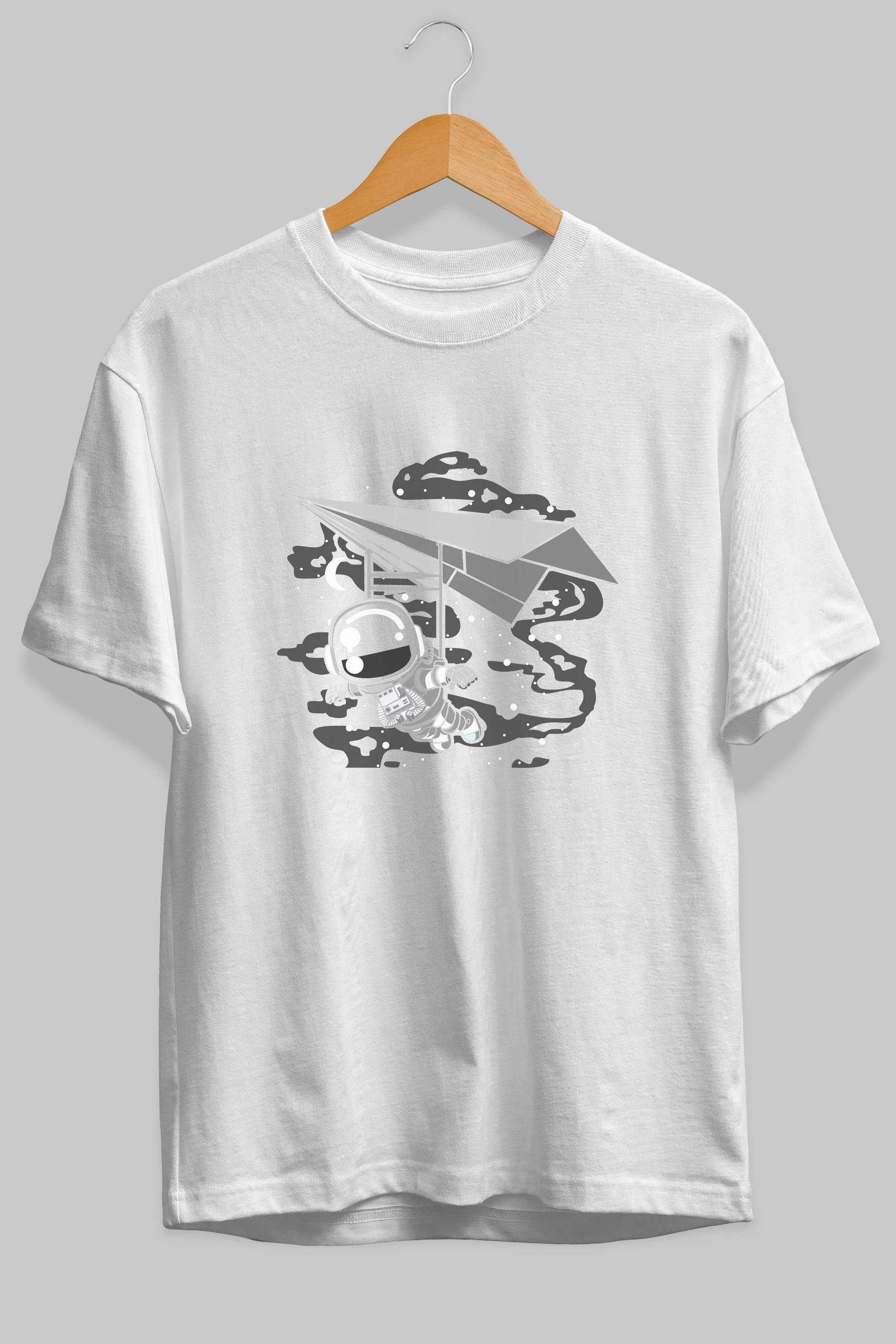 Astronaut Flying Ön Baskılı Oversize t-shirt Erkek Kadın Unisex