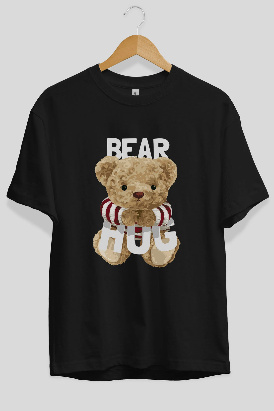 Teddy Bear Hug Ön Baskılı Oversize t-shirt Erkek Kadın Unisex %100 Pamuk