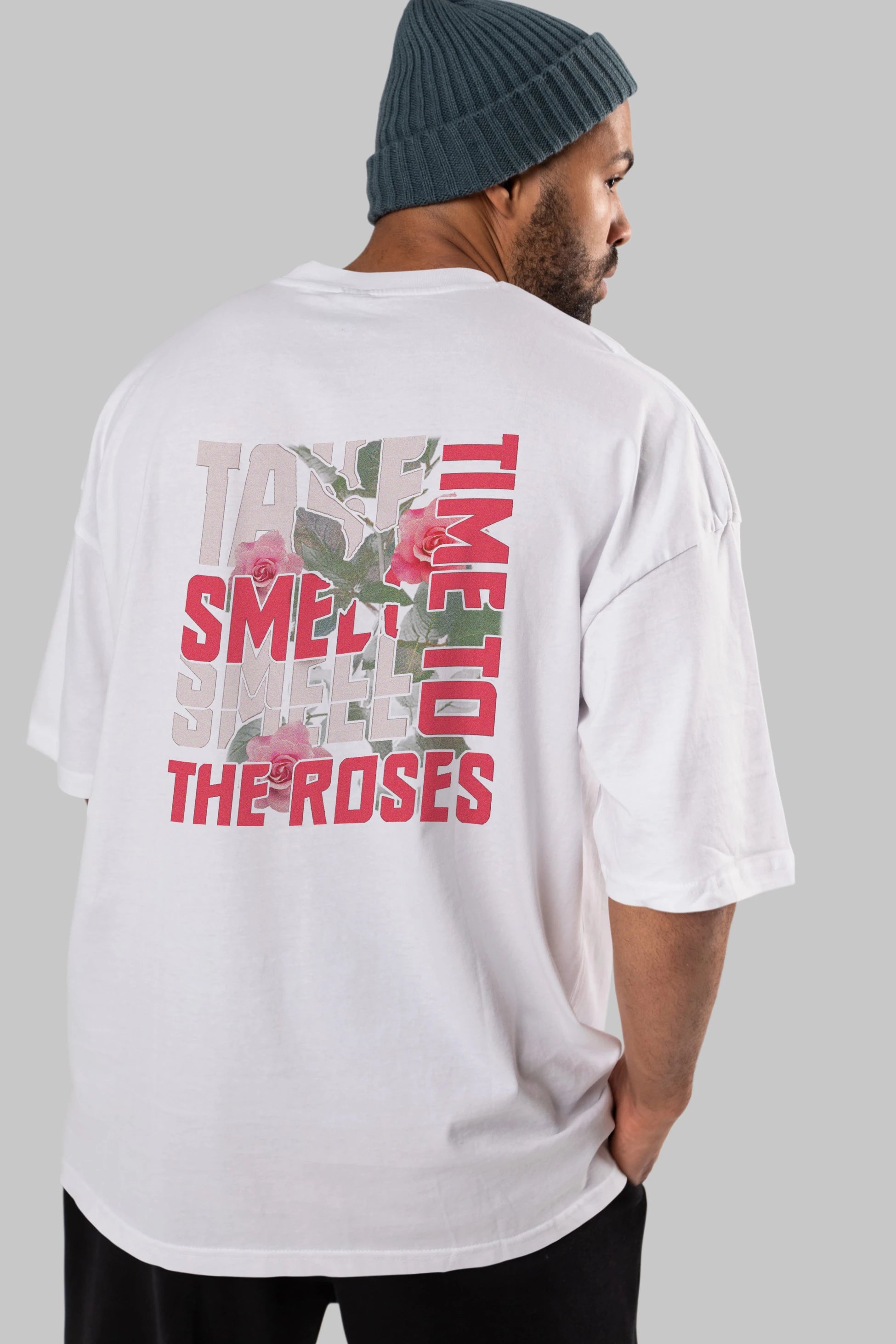 Take time to smell the roses Arka Baskılı Oversize t-shirt Erkek Kadın Unisex
