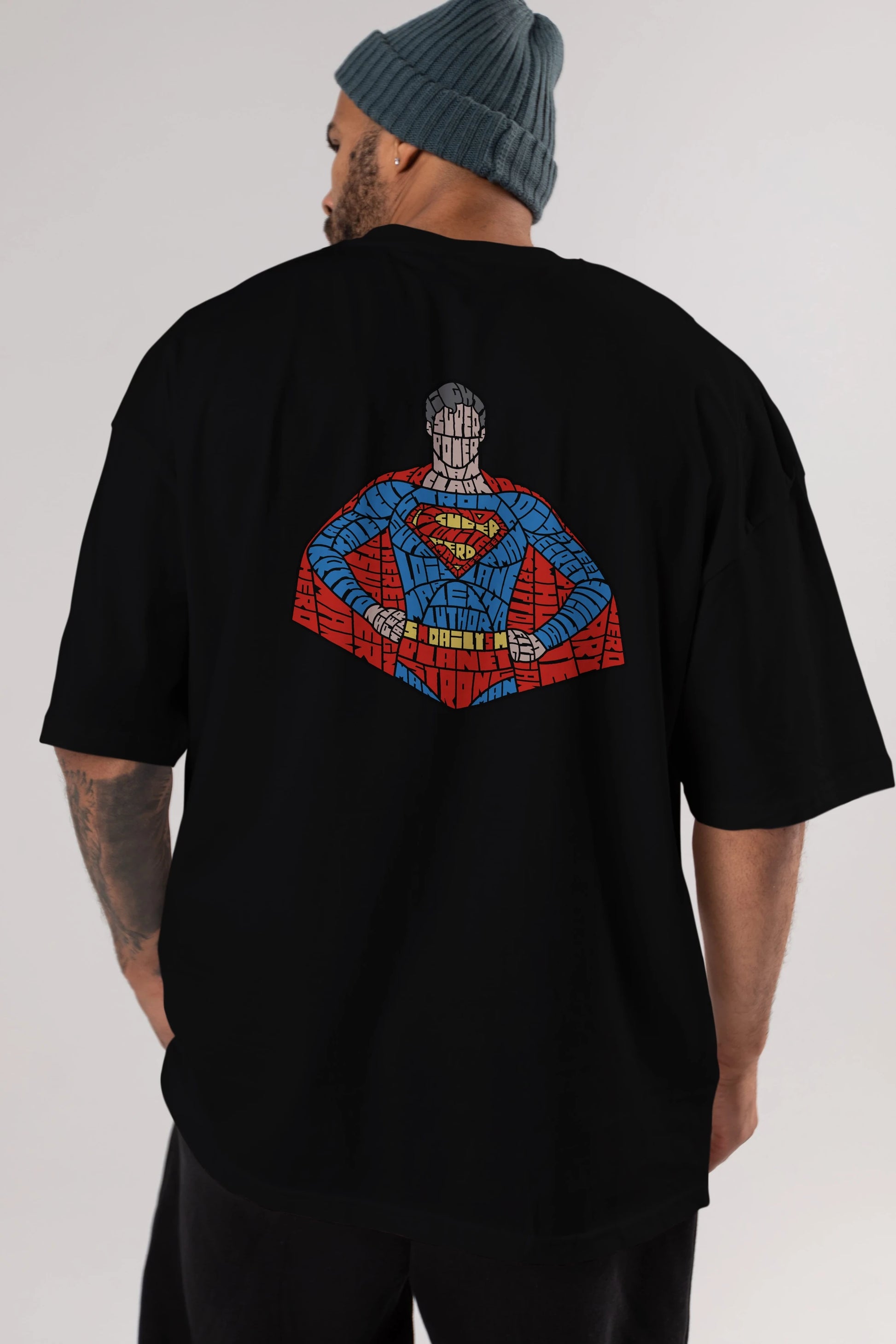 Kryptonian Arka Baskılı Oversize t-shirt %100 pamuk Erkek Kadın Unisex