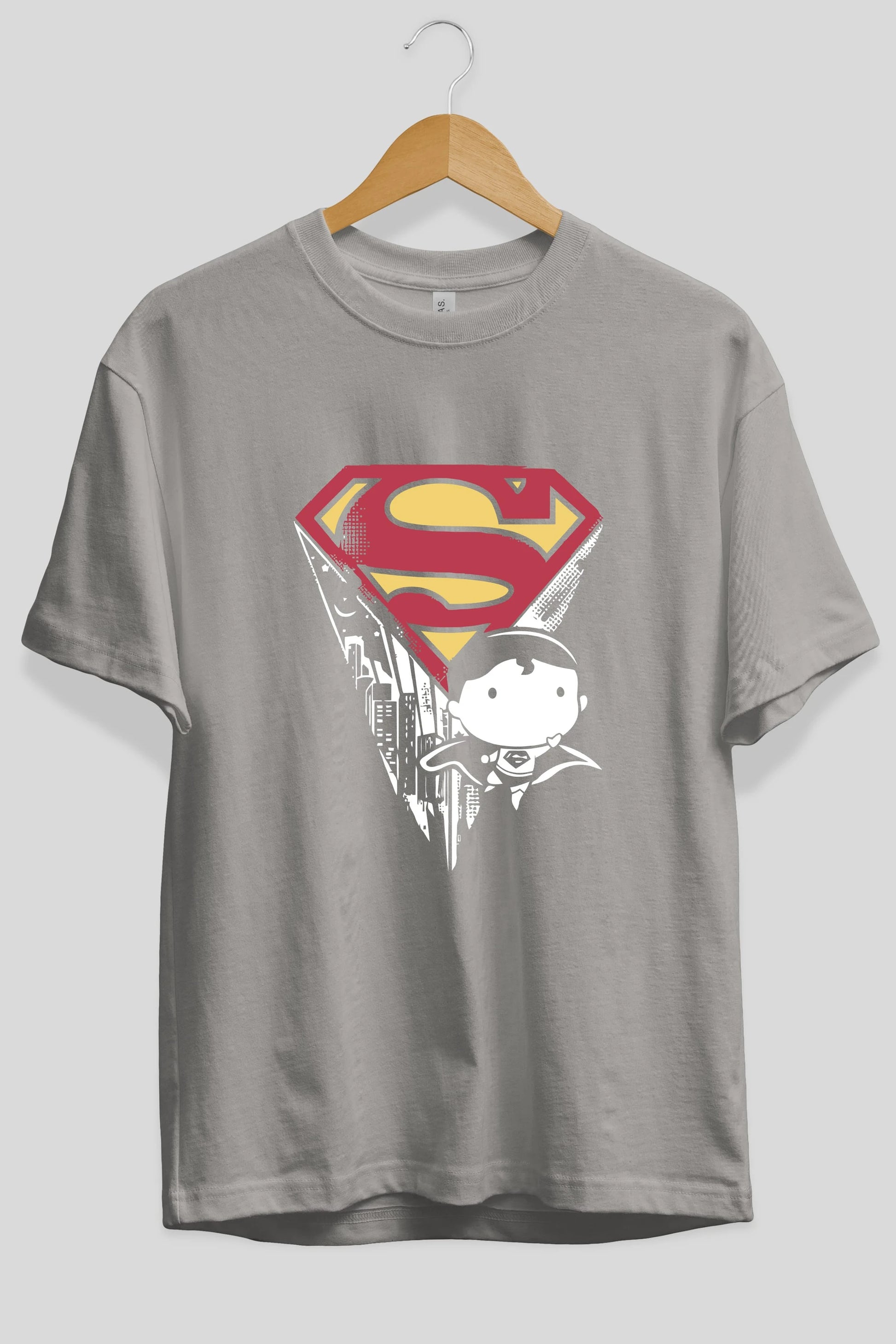 Superman Ön Baskılı Oversize t-shirt Erkek Kadın Unisex %100 Pamuk Bisiklet Yaka tişort