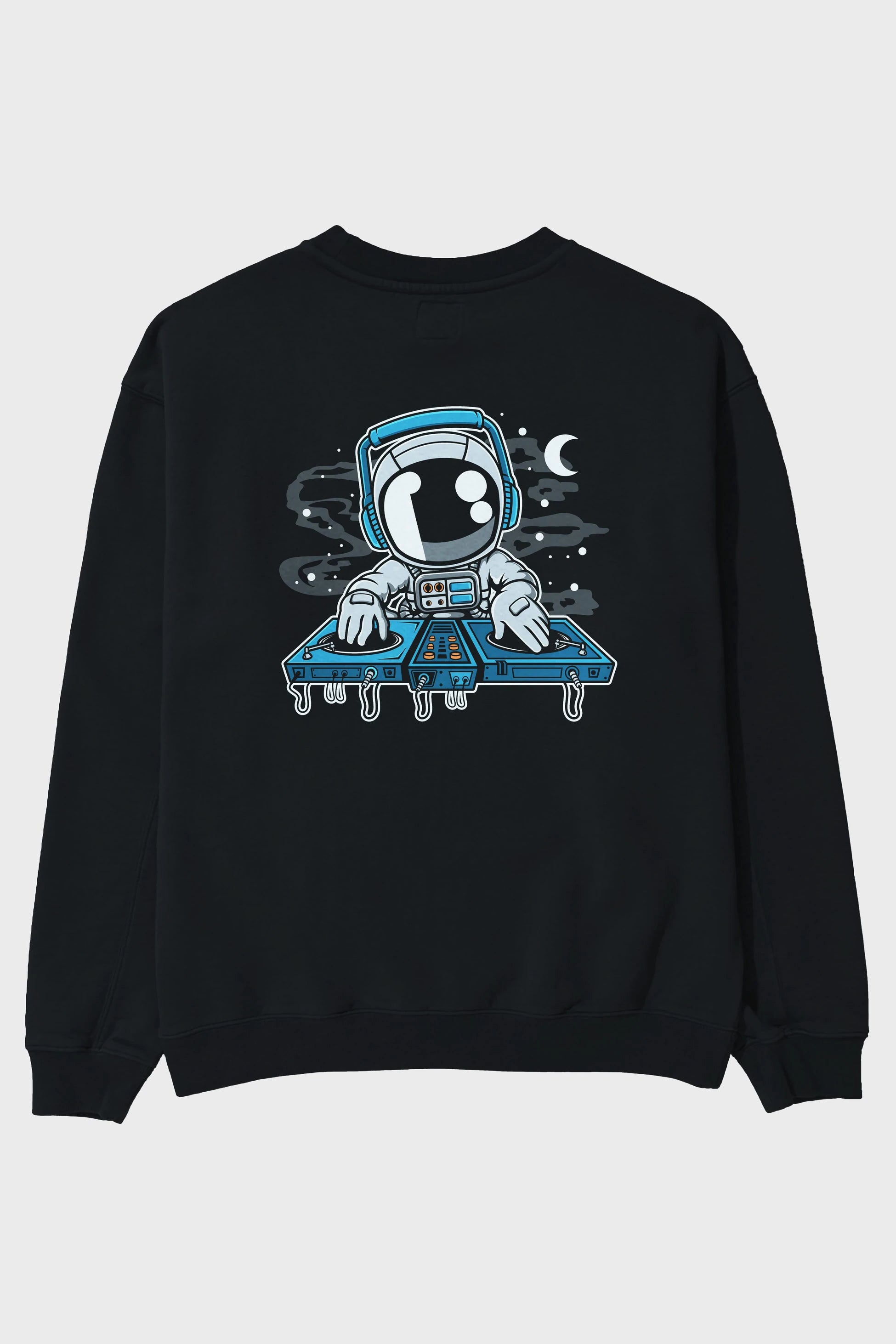 Astronaut Turntable Arka Baskılı Oversize Sweatshirt Erkek Kadın Unisex