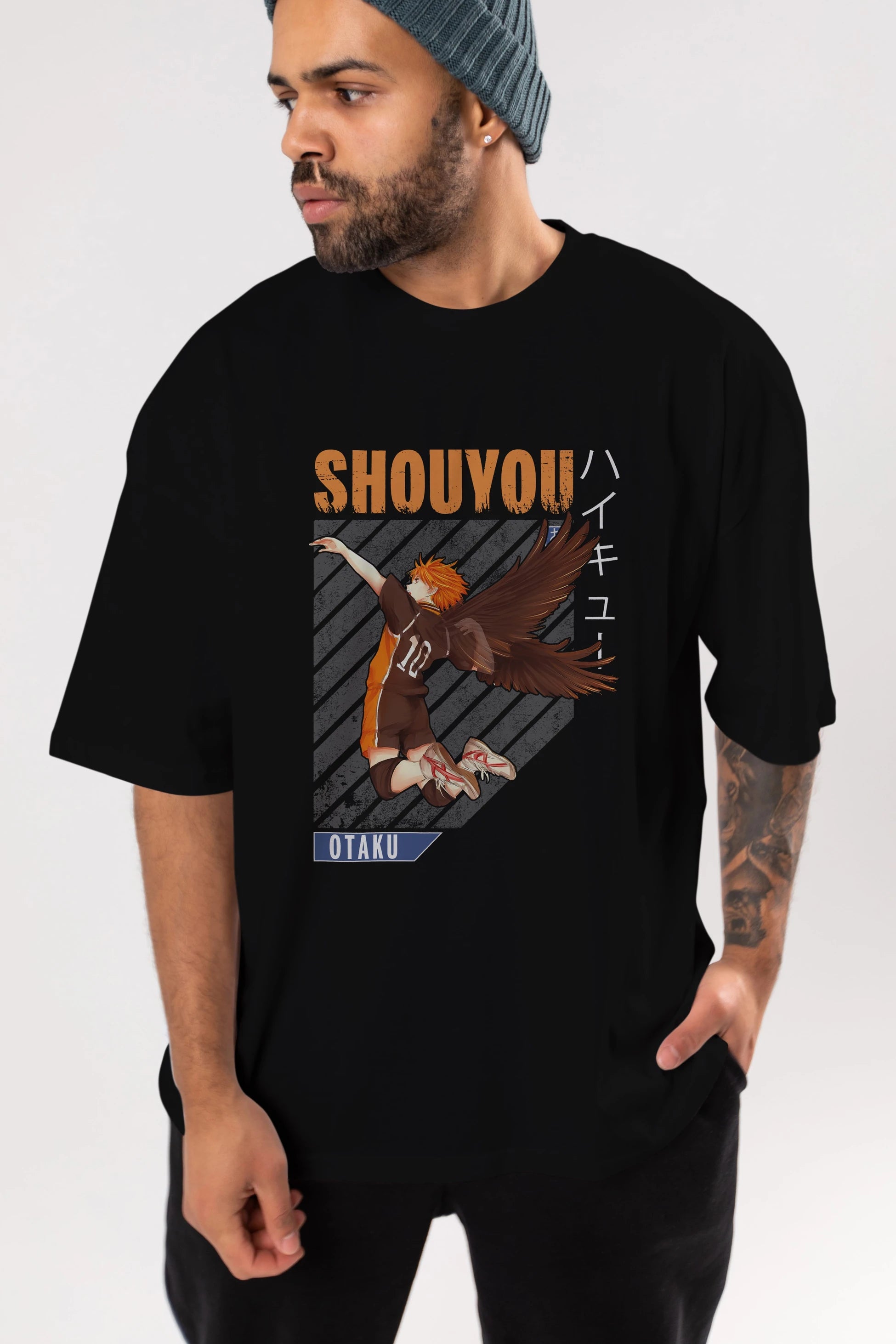 Shouyou Hinata 10 Anime Ön Baskılı Oversize t-shirt %100 pamuk Erkek Kadın Unisex