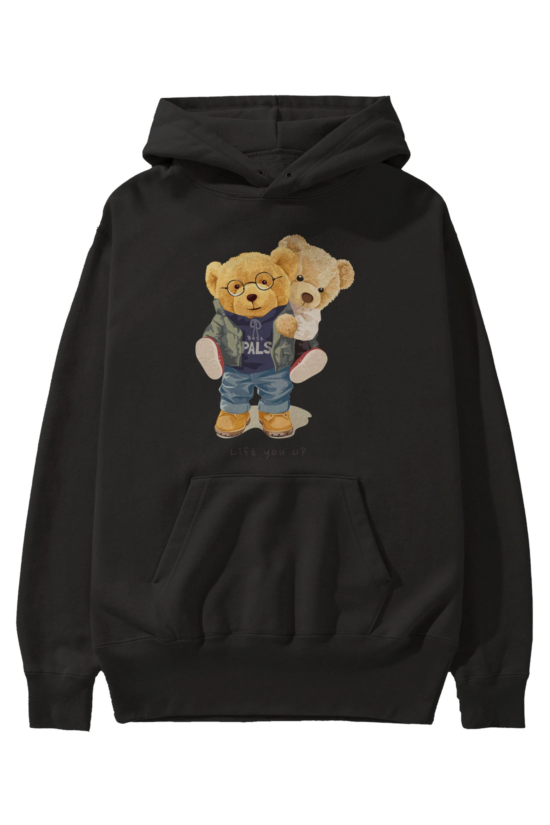 Teddy Bear Lift You Up Ön Baskılı Hoodie Oversize Kapüşonlu Sweatshirt Erkek Kadın Unisex