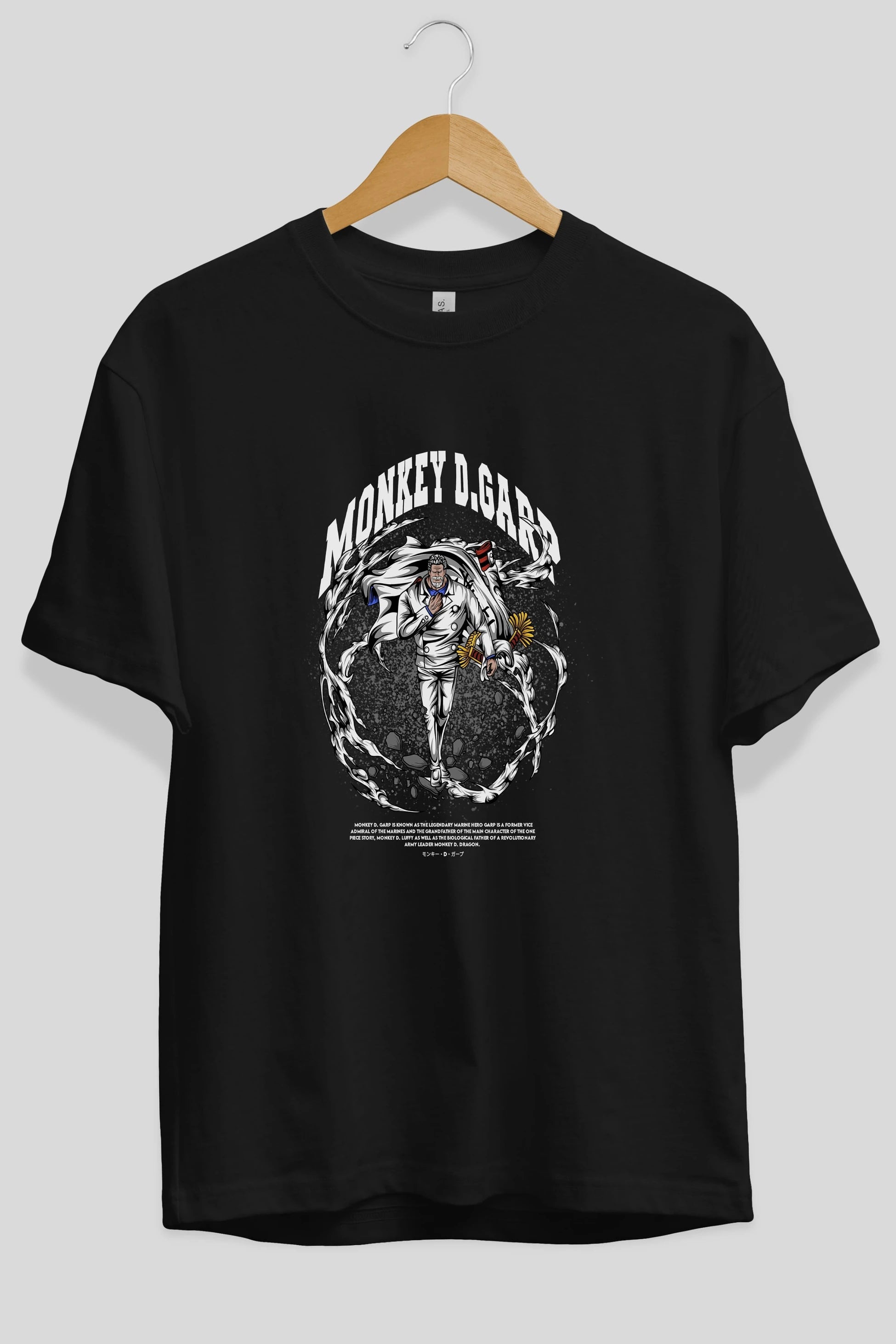 Monkey D. Garp Anime Ön Baskılı Oversize t-shirt %100 pamuk Erkek Kadın Unisex