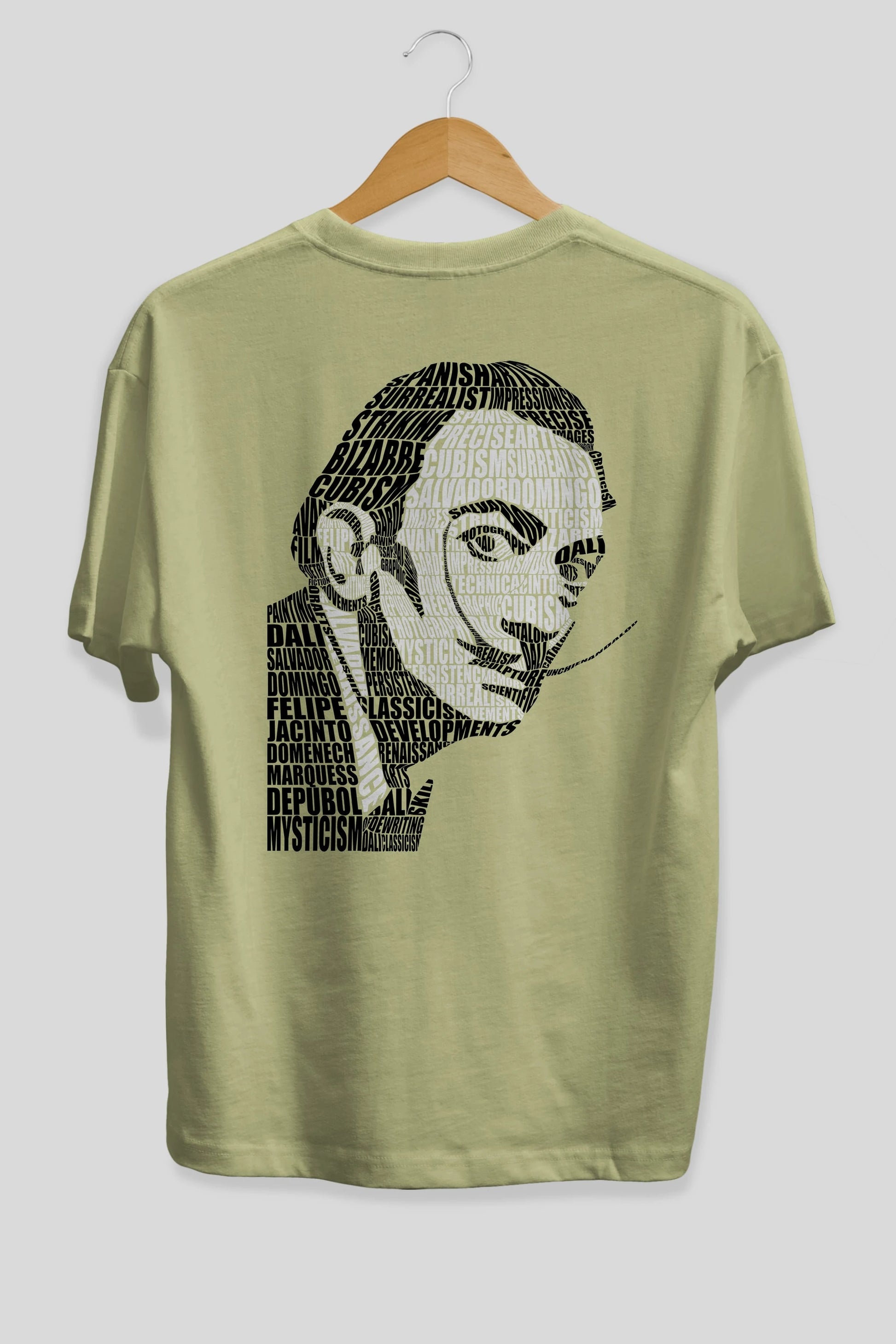 Salvador Dali Calligram Arka Baskılı Oversize t-shirt %100 pamuk Erkek Kadın Unisex