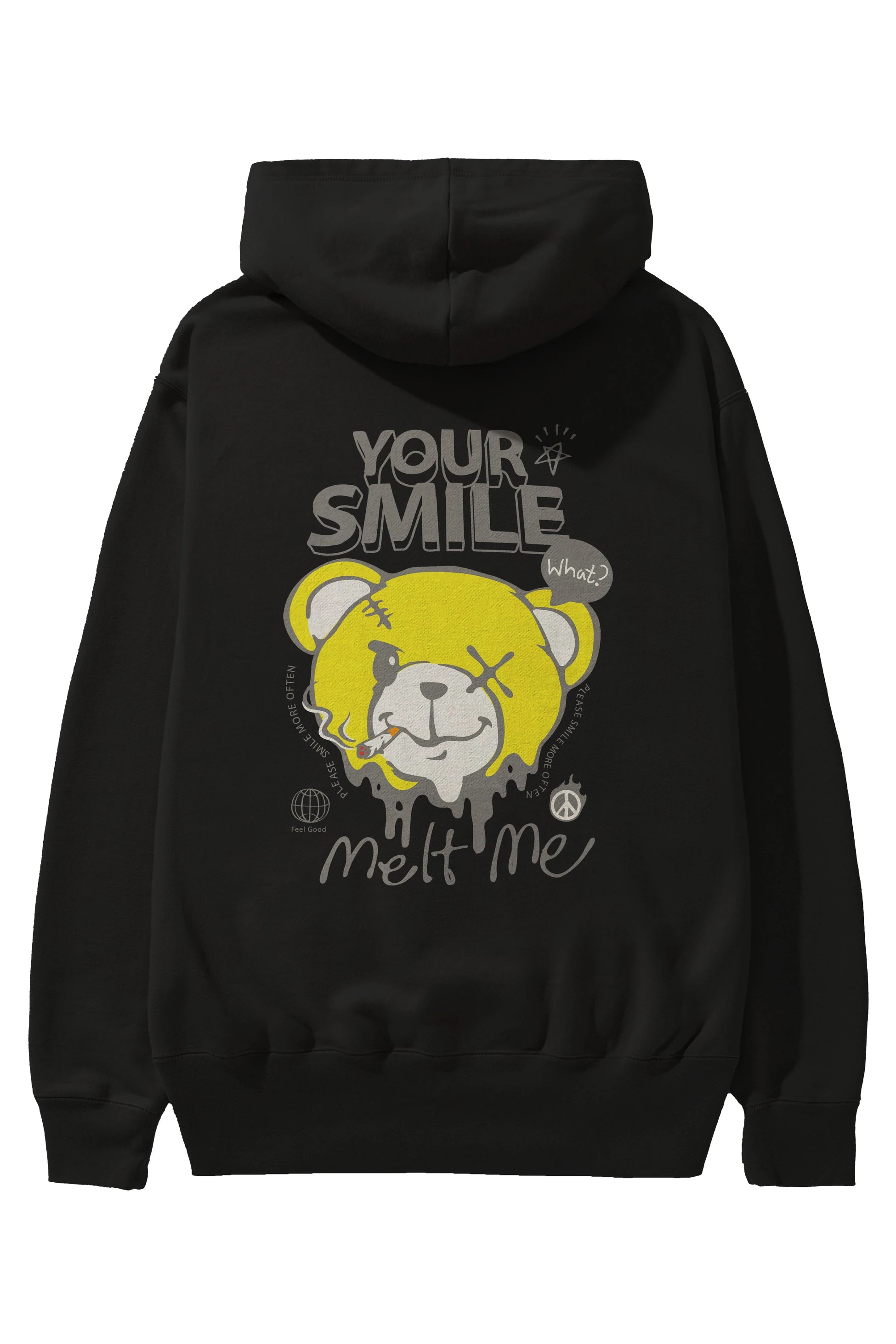 Your Smile Bear Arka Baskılı Hoodie Oversize Kapüşonlu Sweatshirt Erkek Kadın Unisex
