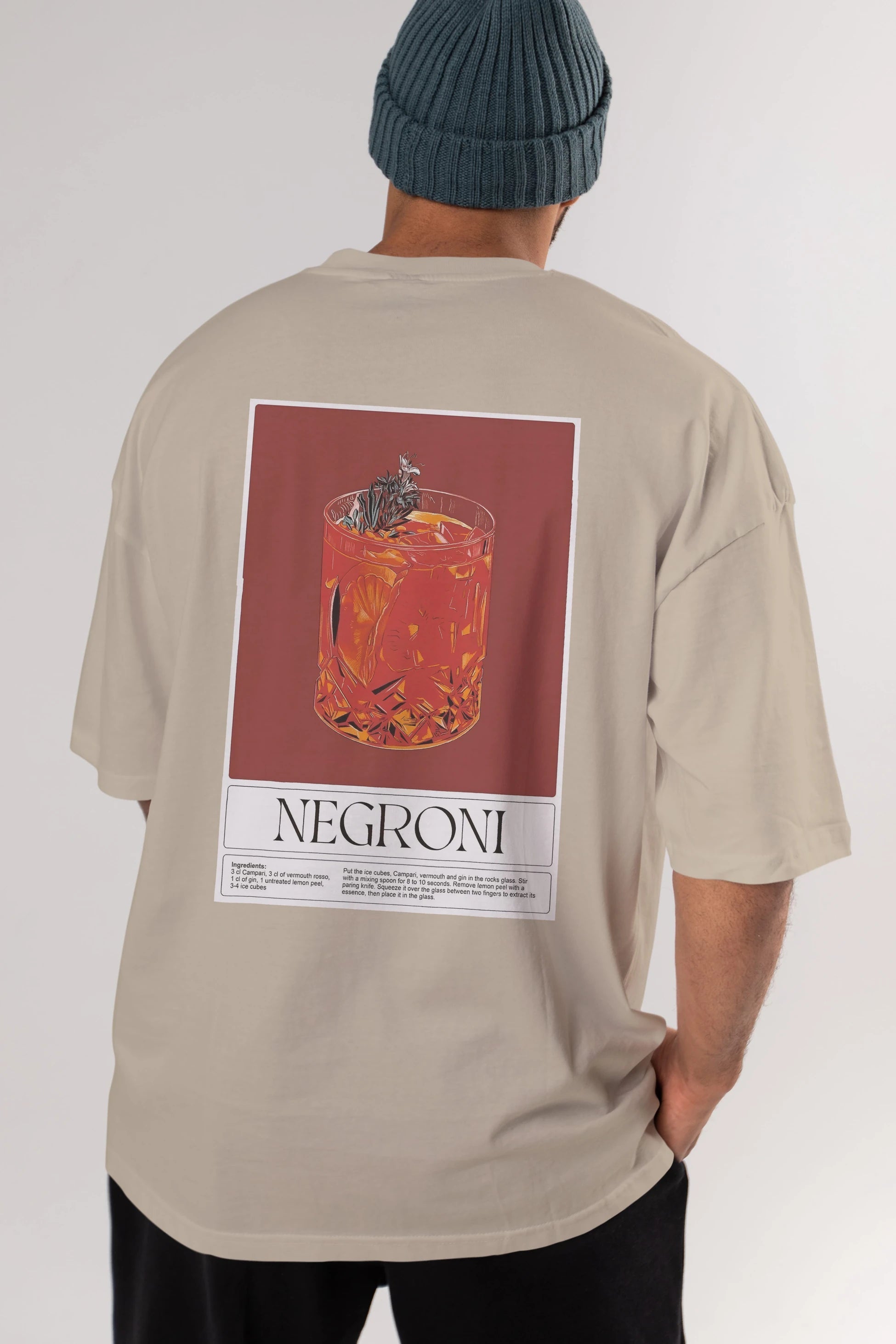 Negroni 2 Arka Baskılı Oversize t-shirt Erkek Kadın Unisex %100 Pamuk Bisiklet Yaka tişort