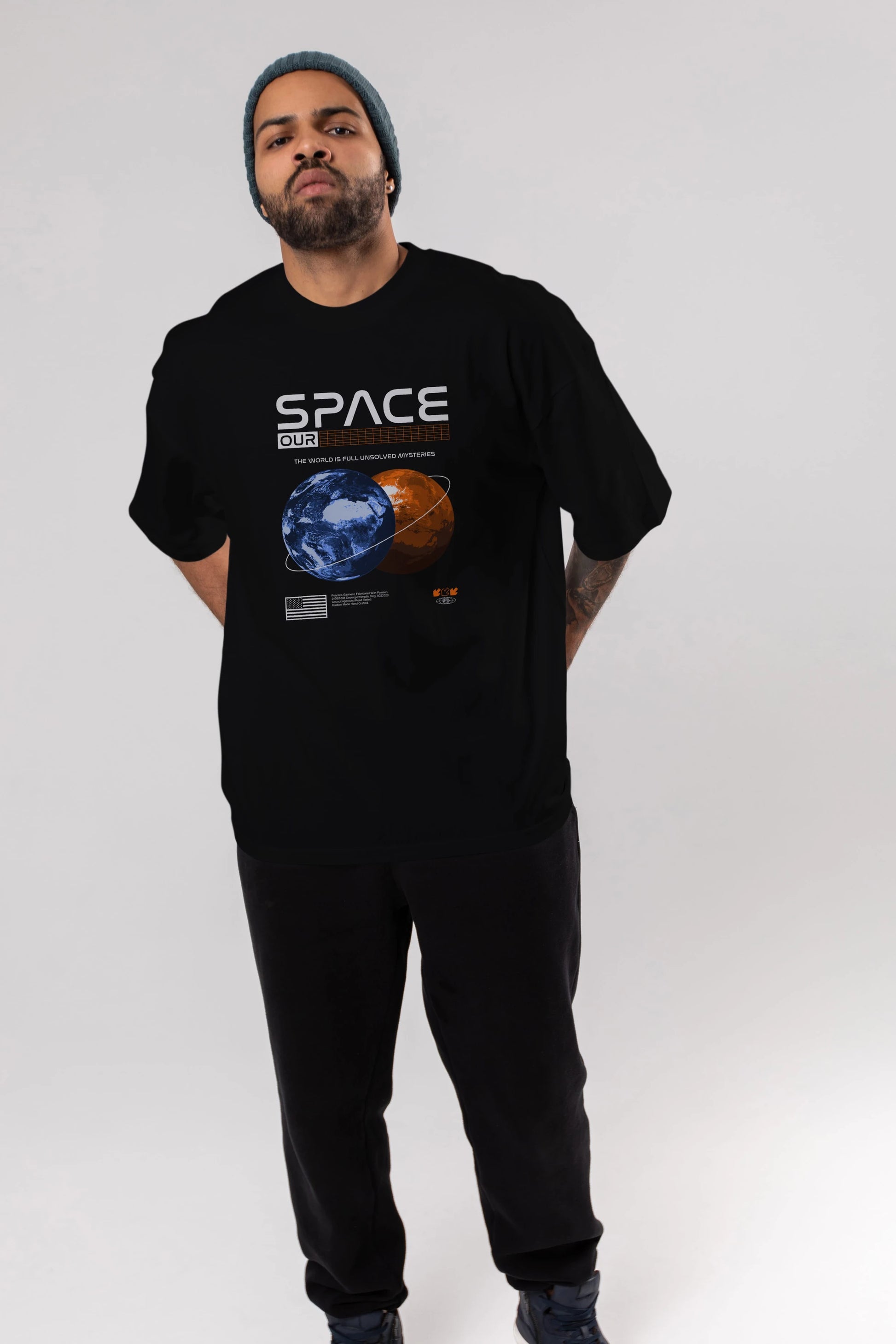 Space Our Ön Baskılı Oversize t-shirt Erkek Kadın Unisex