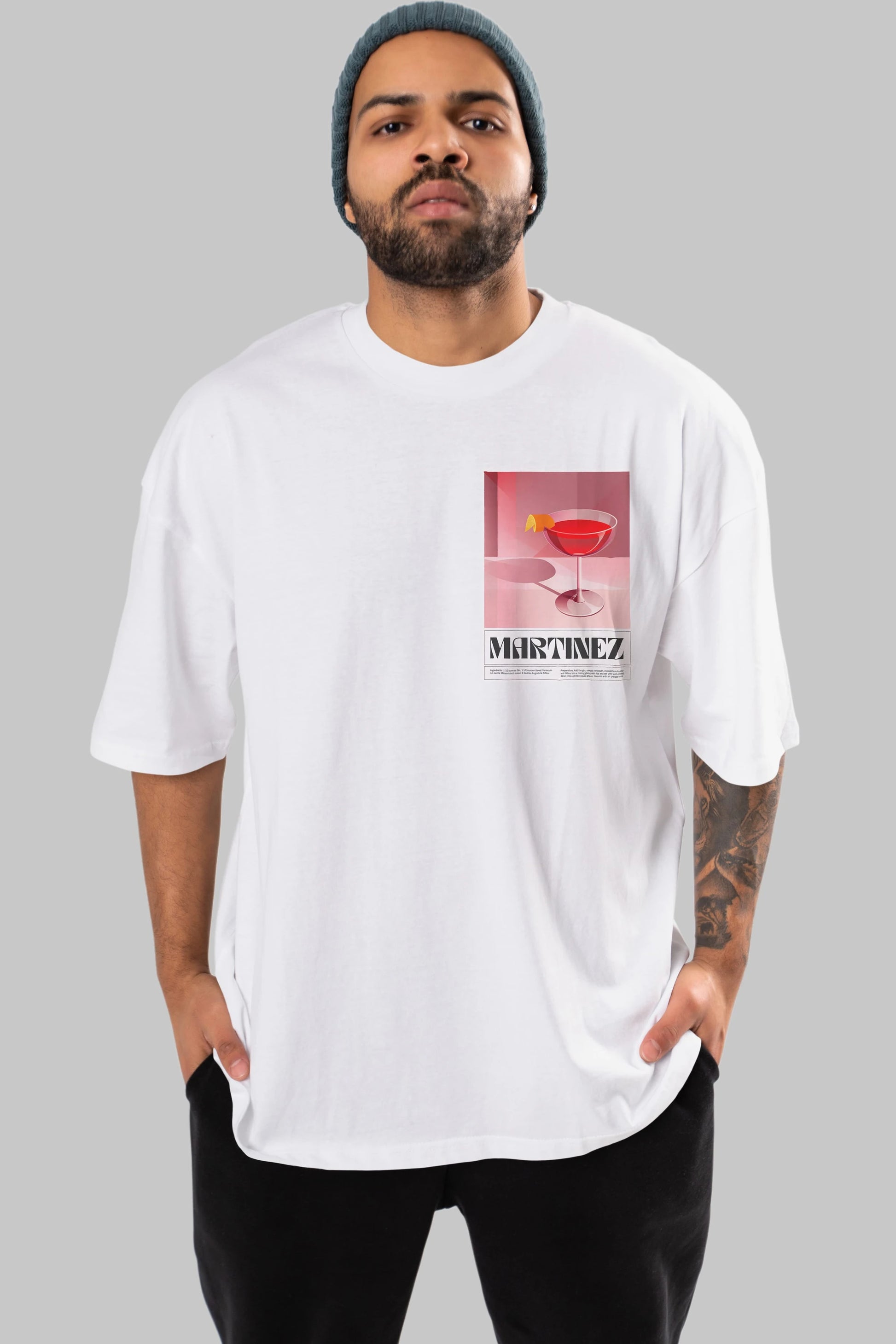 Martinez Ön Sol Baskılı Oversize t-shirt Erkek Kadın Unisex %100 Pamuk Bisiklet Yaka tişort