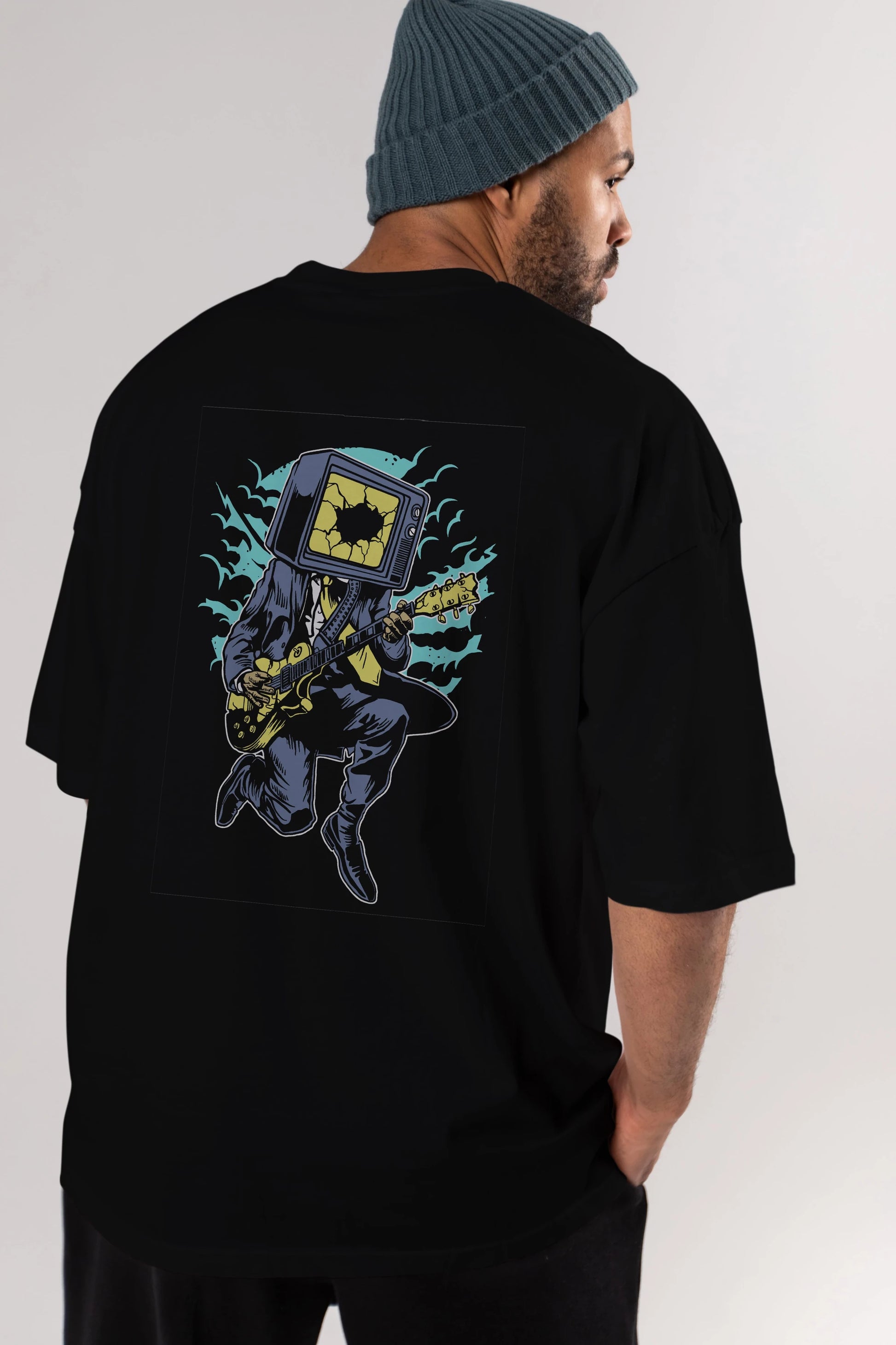 Death Rock Arka Baskılı Oversize t-shirt Erkek Kadın Unisex %100 Pamuk