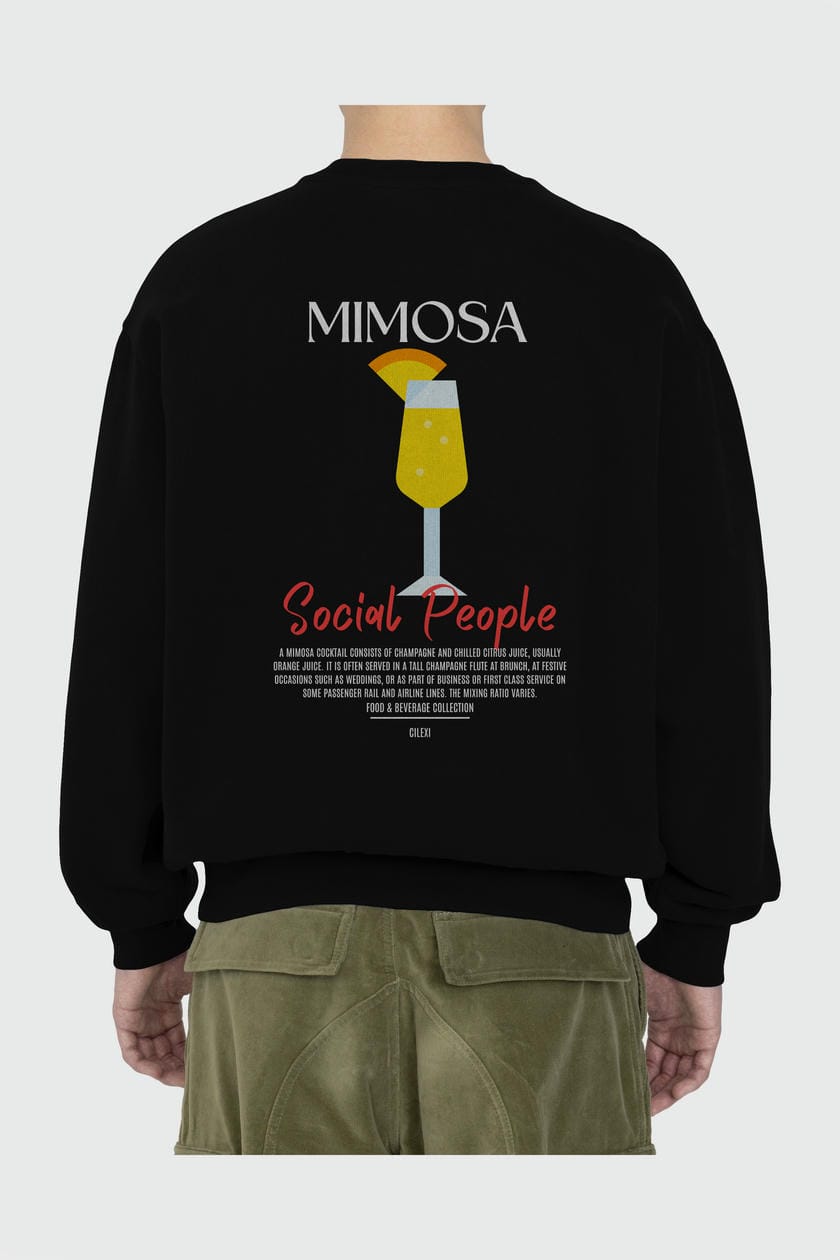 Mimosa Arka Baskılı Oversize Sweatshirt Erkek Kadın Unisex