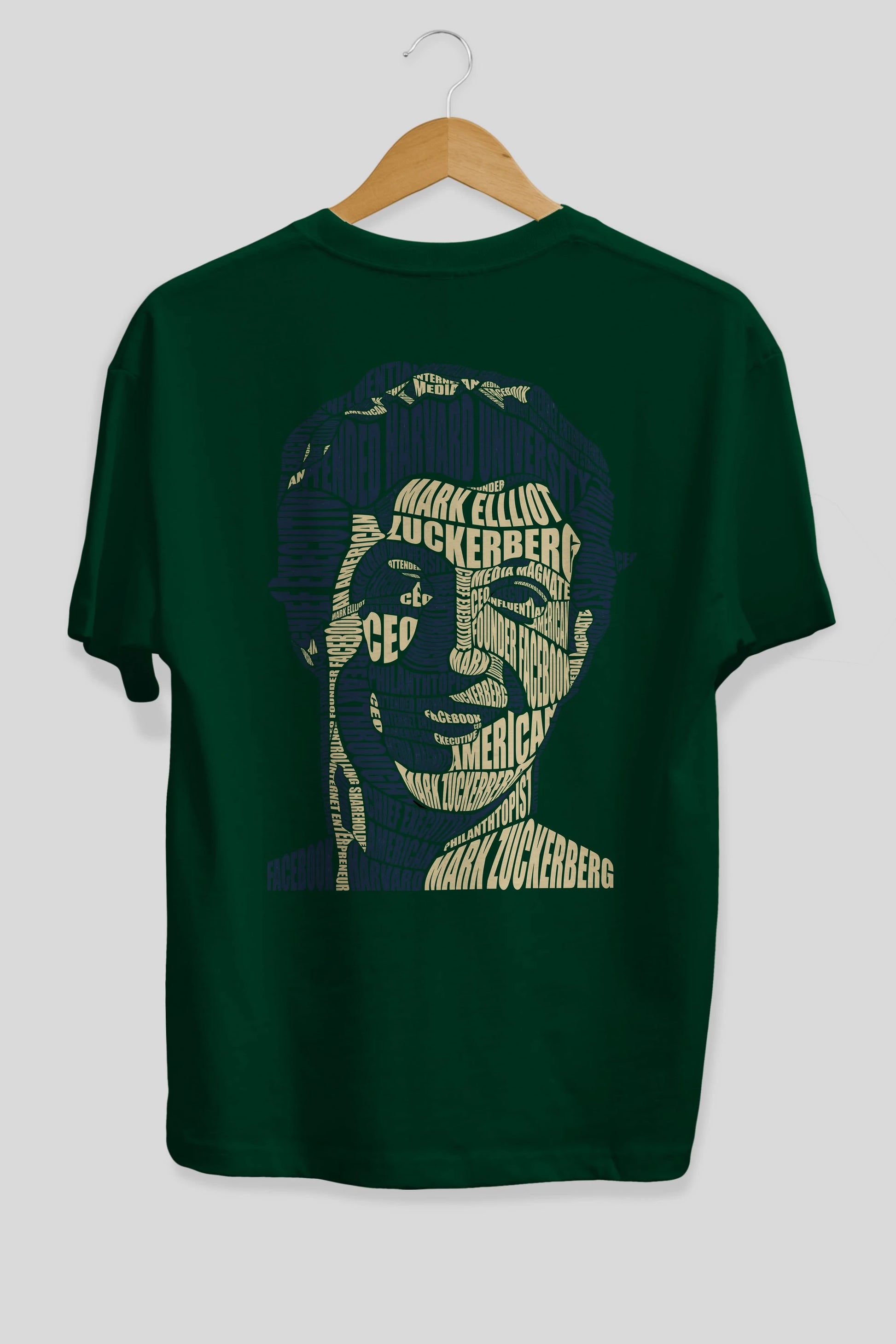Mark Zuckerberg Calligram Arka Baskılı Oversize t-shirt %100 pamuk Erkek Kadın Unisex