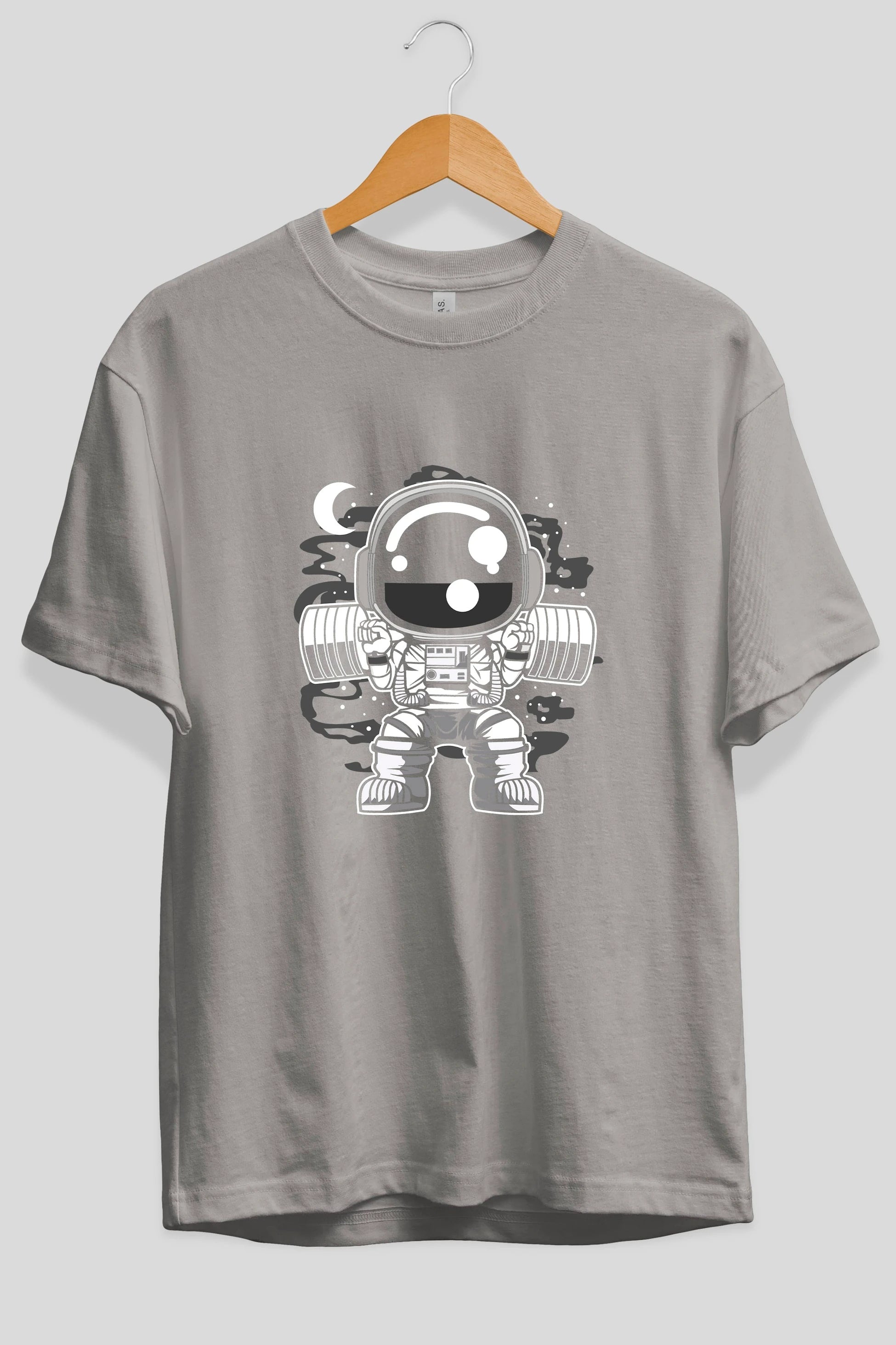 Astronaut Barbell Body Builder Ön Baskılı Oversize t-shirt Erkek Kadın Unisex