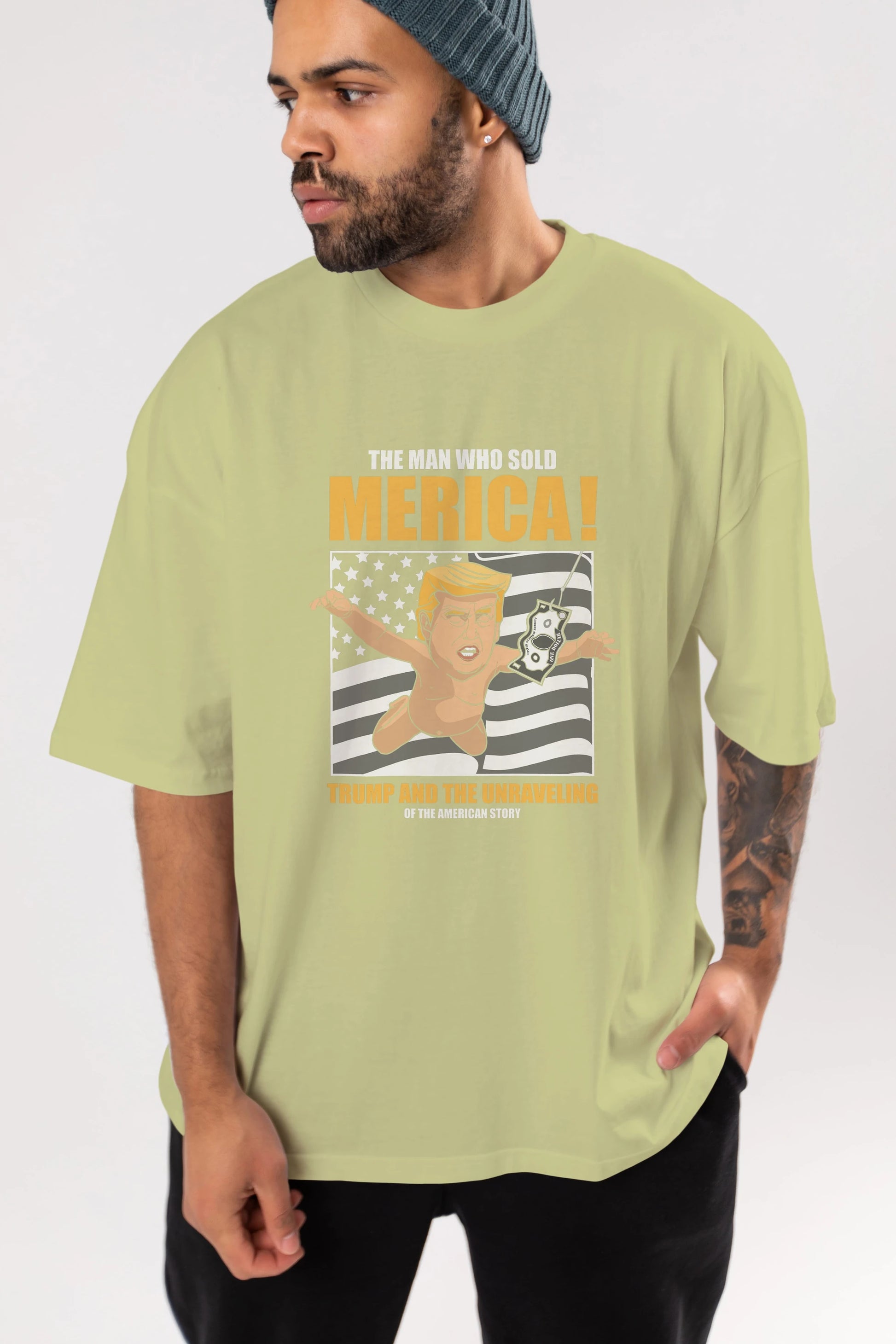 Trump Nirvana Ön Baskılı Oversize t-shirt Erkek Kadın Unisex %100 Pamuk tişort