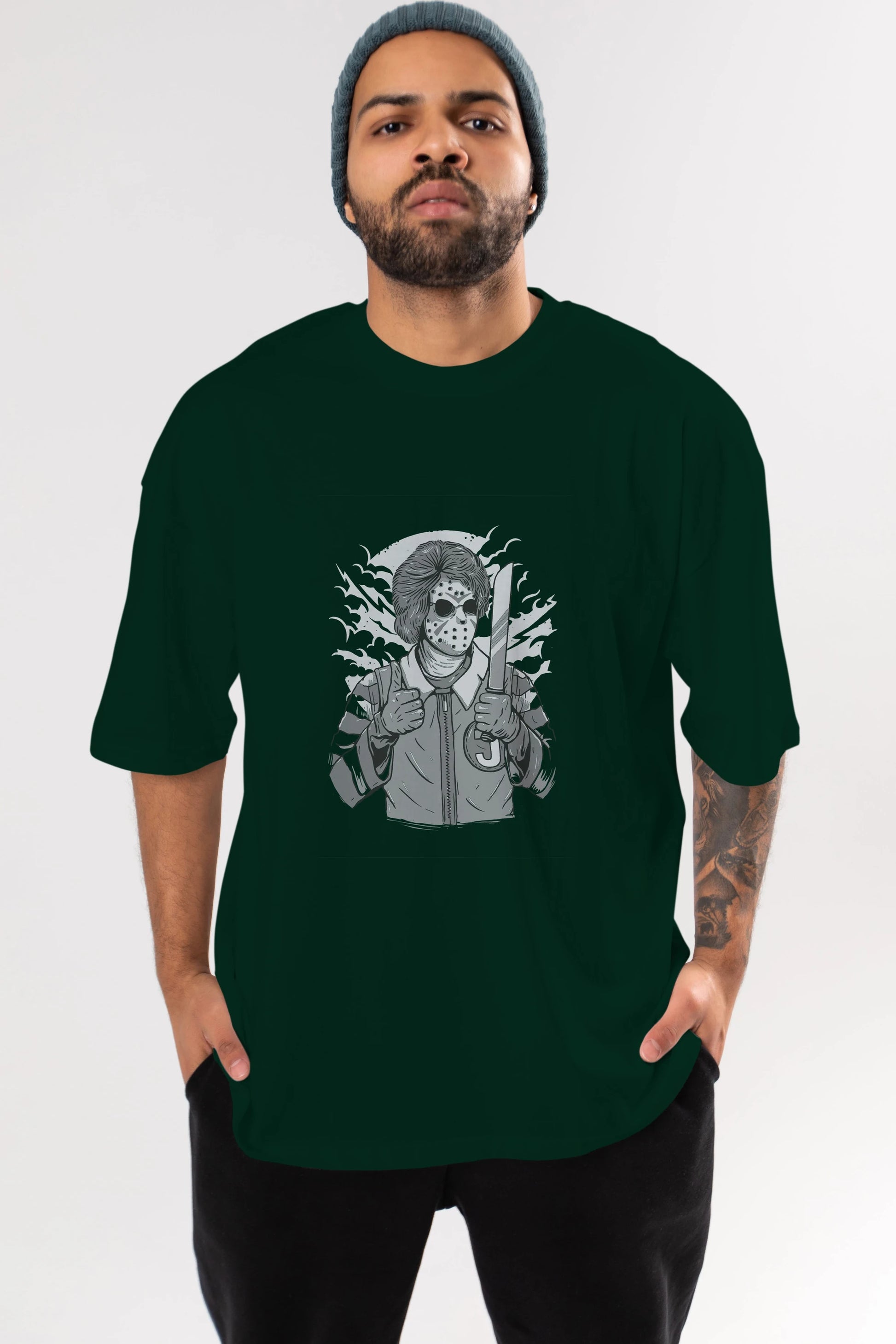 Clown Killer Ön Baskılı Oversize t-shirt Erkek Kadın Unisex %100 Pamuk tişort