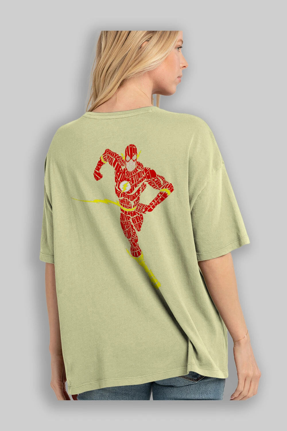 The Flash Arka Baskılı Oversize t-shirt %100 pamuk Erkek Kadın Unisex