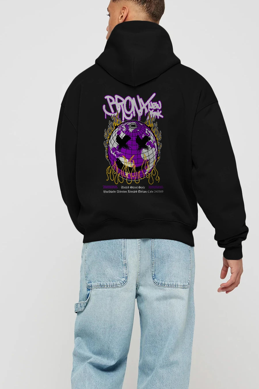Bronx New York Arka Baskılı Hoodie Oversize Kapüşonlu Sweatshirt Erkek Kadın Unisex