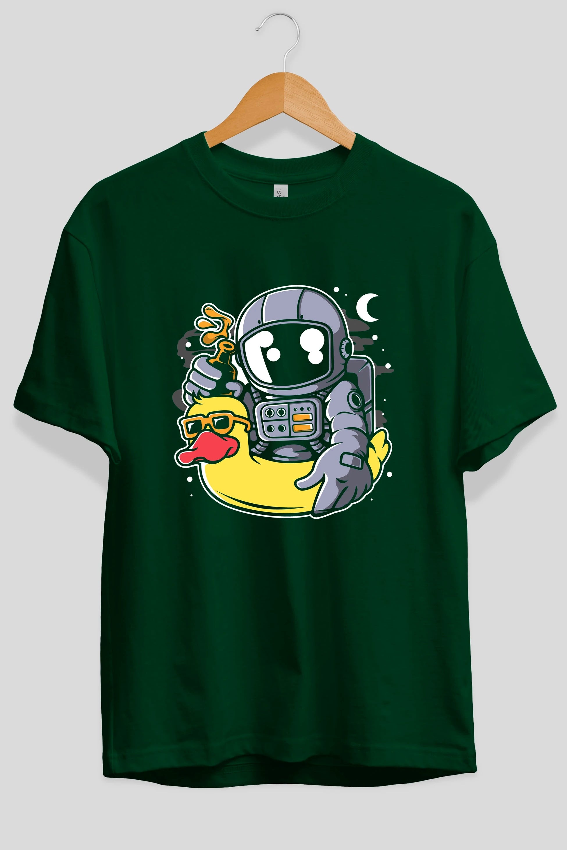 Astronaut Duck Balloon Ön Baskılı Oversize t-shirt Erkek Kadın Unisex