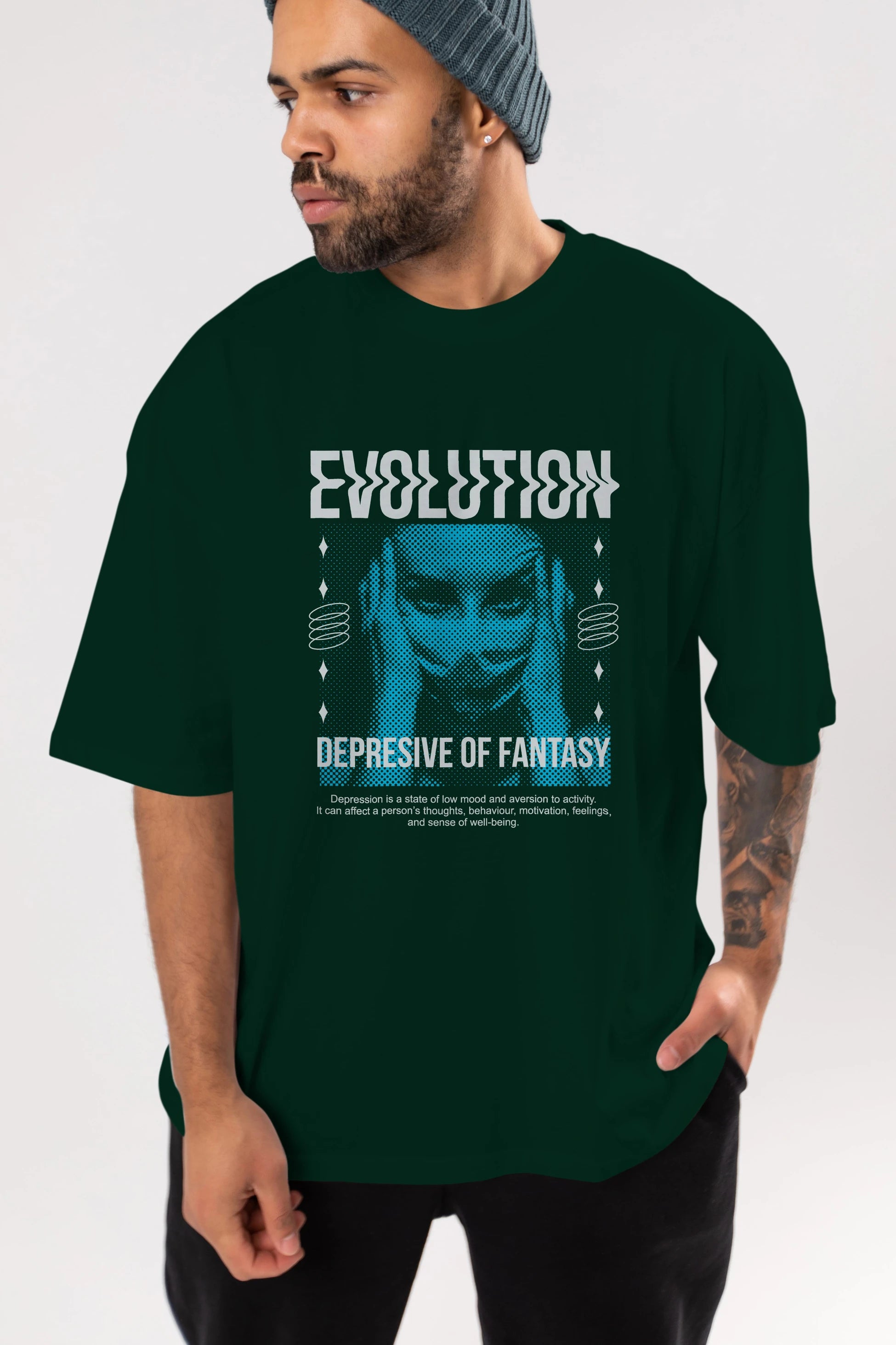 Evolution Ön Baskılı Oversize t-shirt Erkek Kadın Unisex