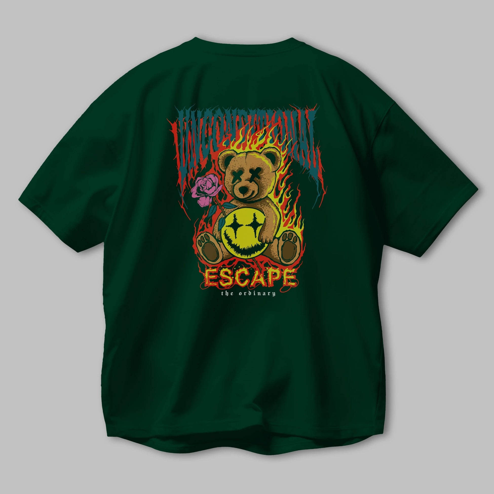 Escape Bear Arka Baskılı Oversize t-shirt Erkek Kadın Unisex