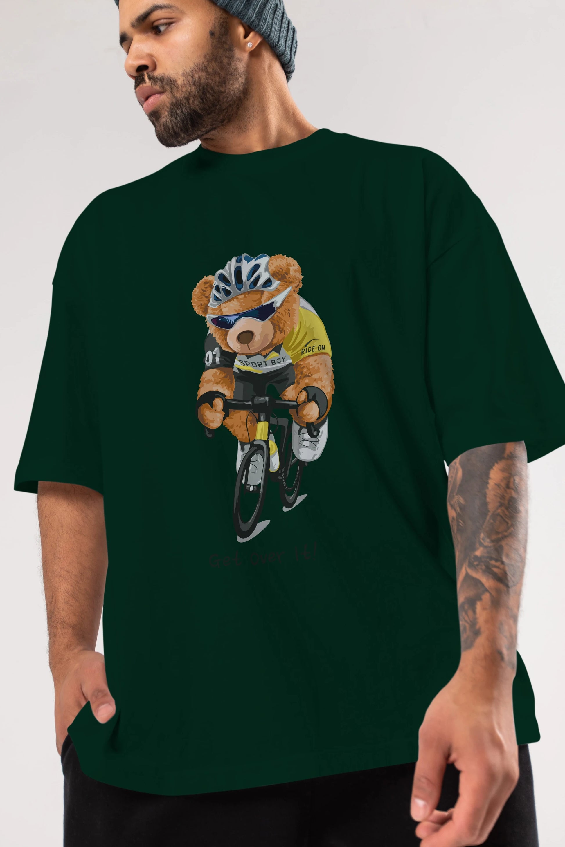 Teddy Bear Sport Boy Ön Baskılı Oversize t-shirt Erkek Kadın Unisex %100 Pamuk