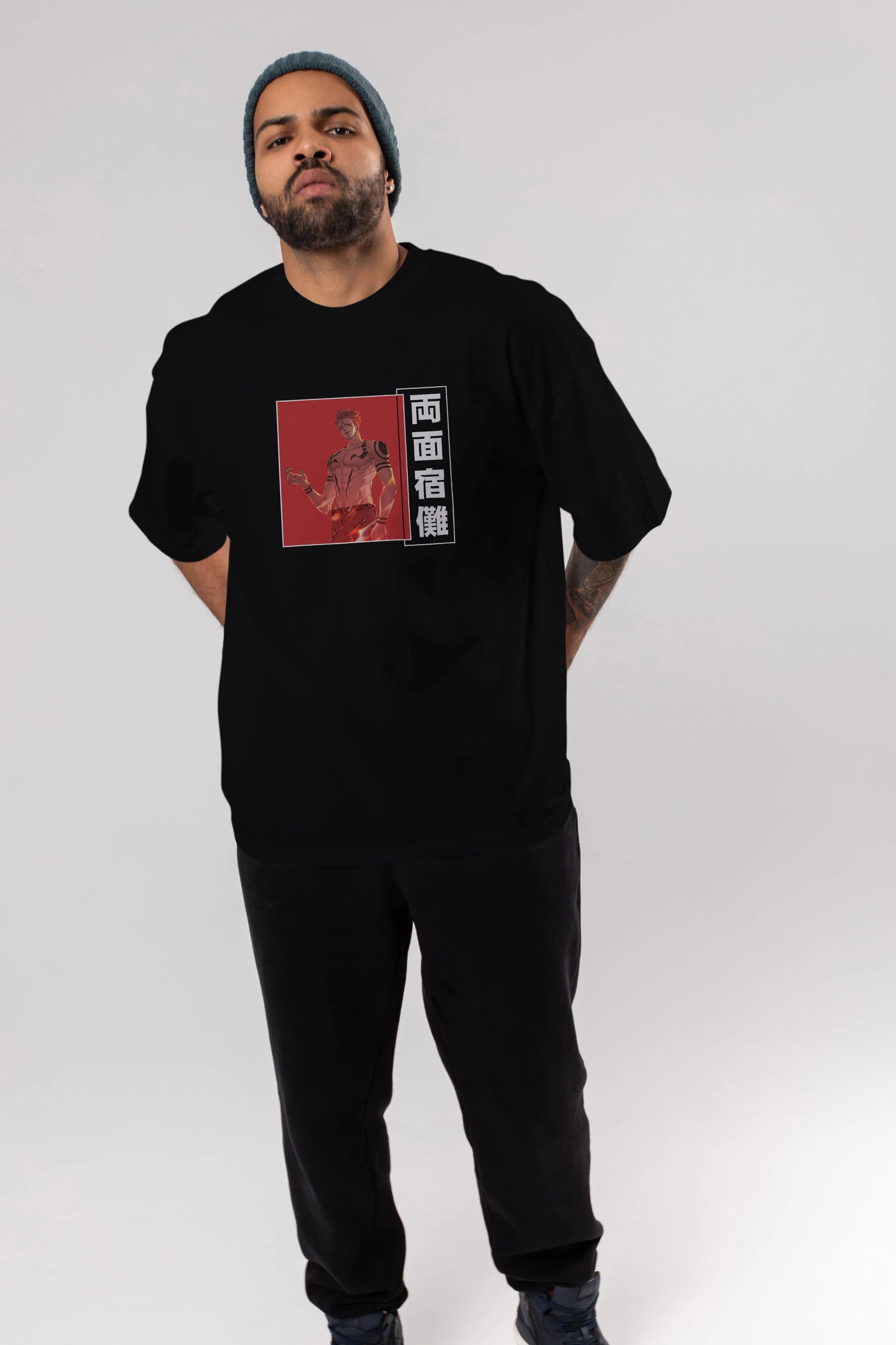 Sukuna Ryoumen 3 Anime Ön Baskılı Oversize t-shirt %100 pamuk Erkek Kadın Unisex