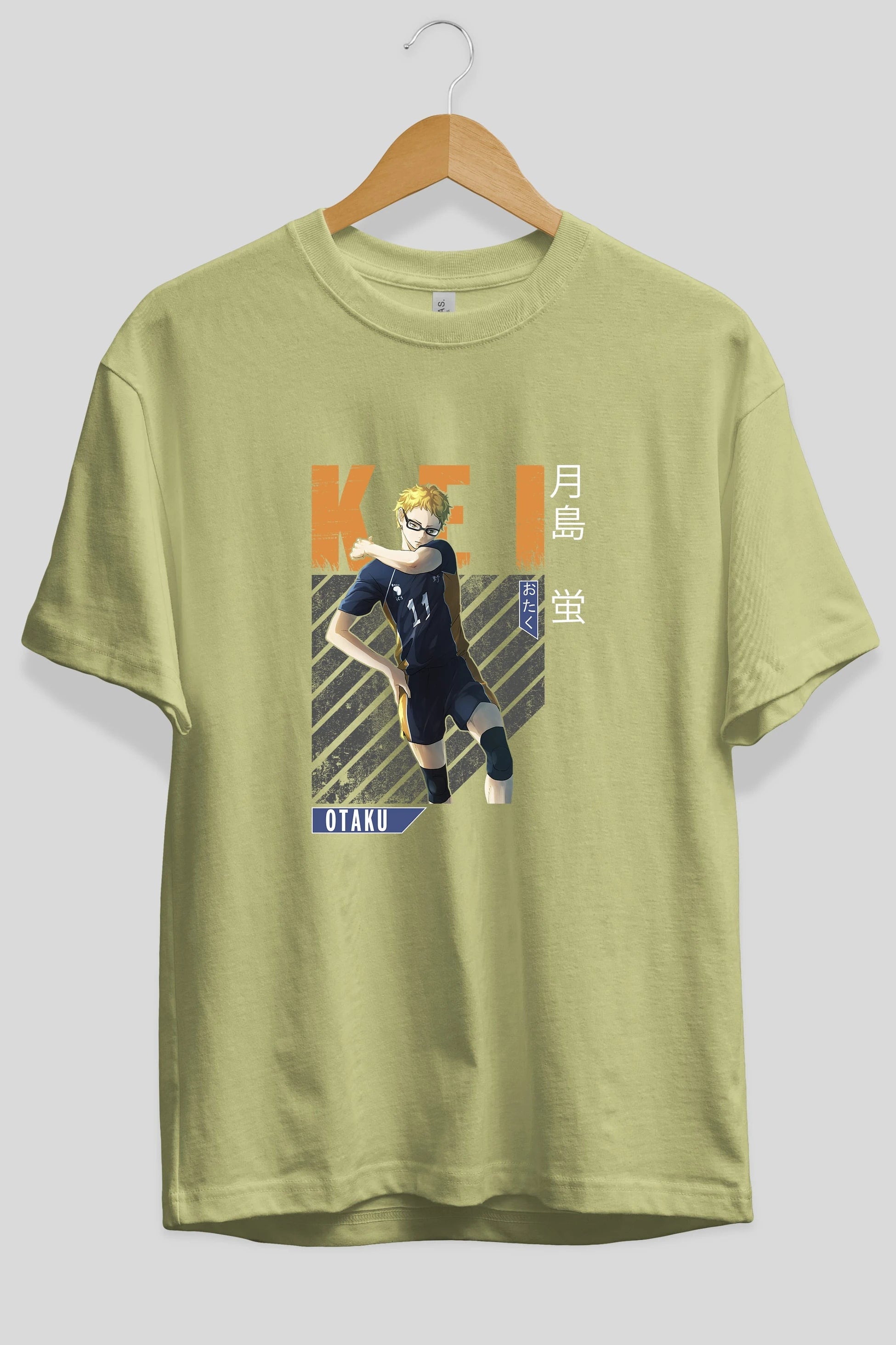 Kei Tsukishima 2 Anime Ön Baskılı Oversize t-shirt %100 pamuk Erkek Kadın Unisex