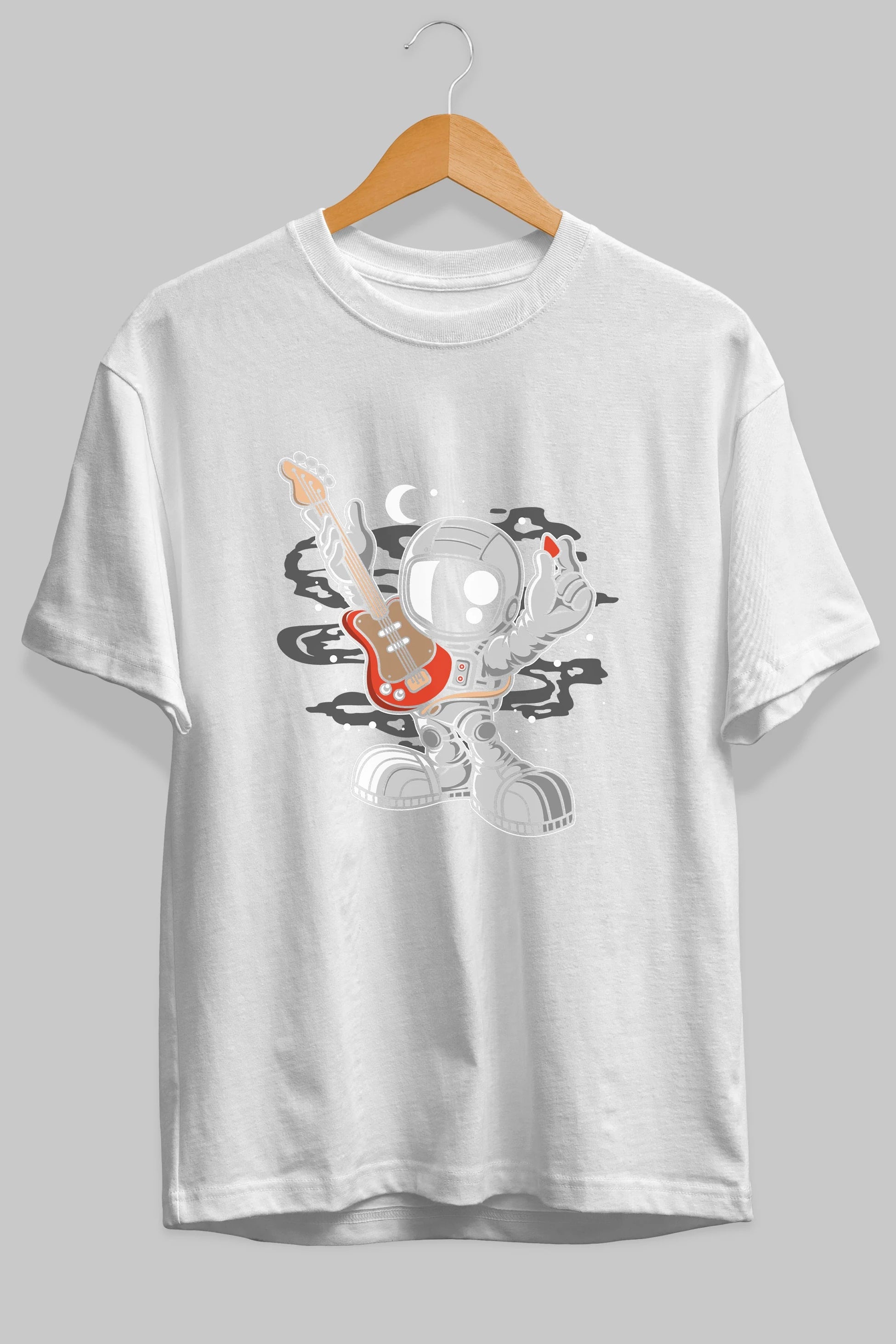 Astronaut Guitar Ön Baskılı Oversize t-shirt Erkek Kadın Unisex