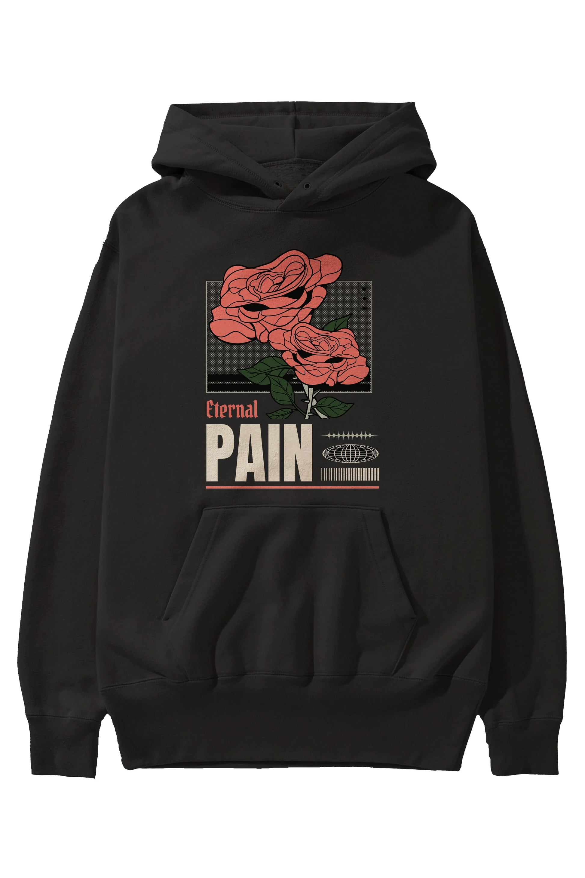 Eternal Pain Ön Baskılı Hoodie Oversize Kapüşonlu Sweatshirt Erkek Kadın Unisex