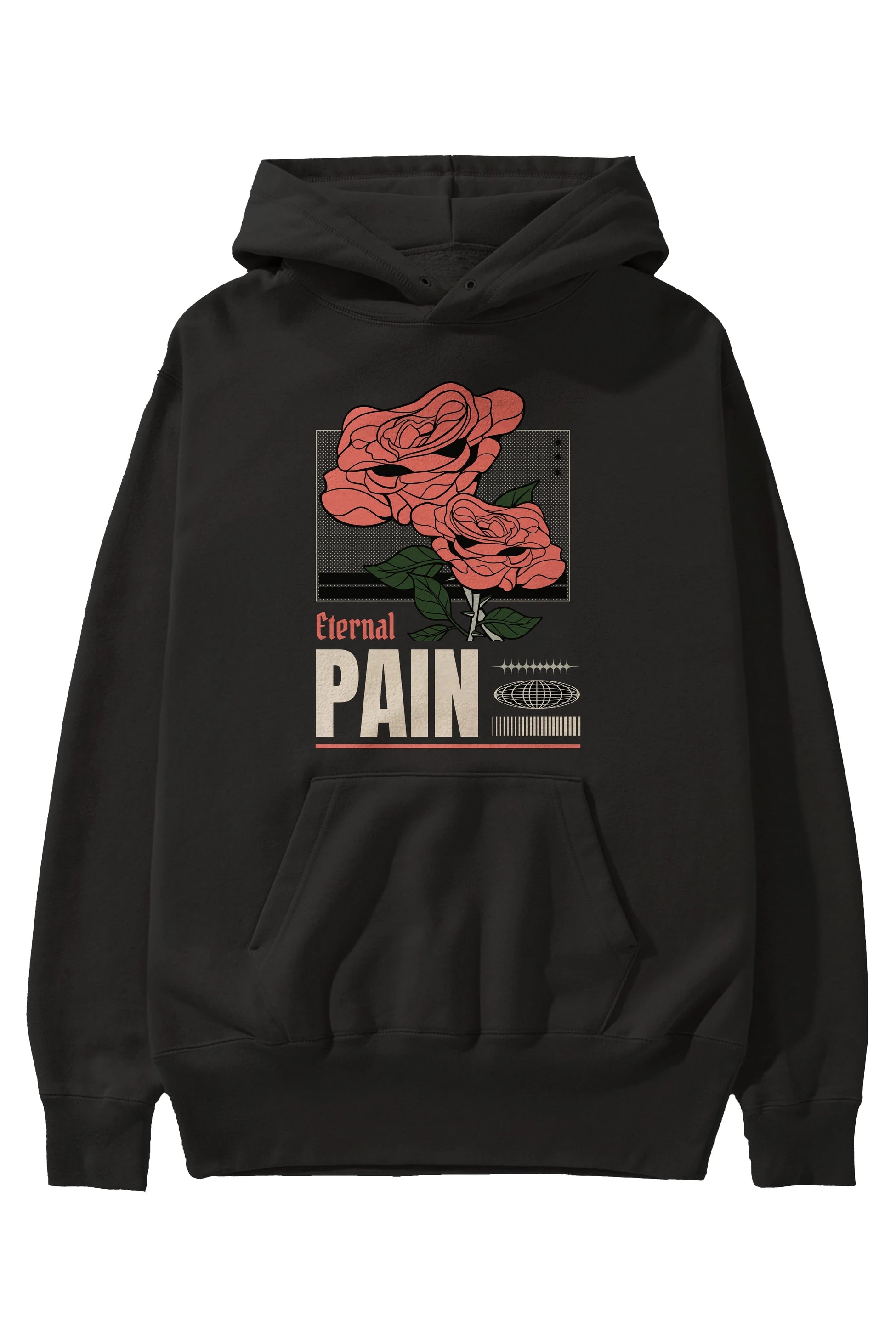 Eternal Pain Ön Baskılı Hoodie Oversize Kapüşonlu Sweatshirt Erkek Kadın Unisex