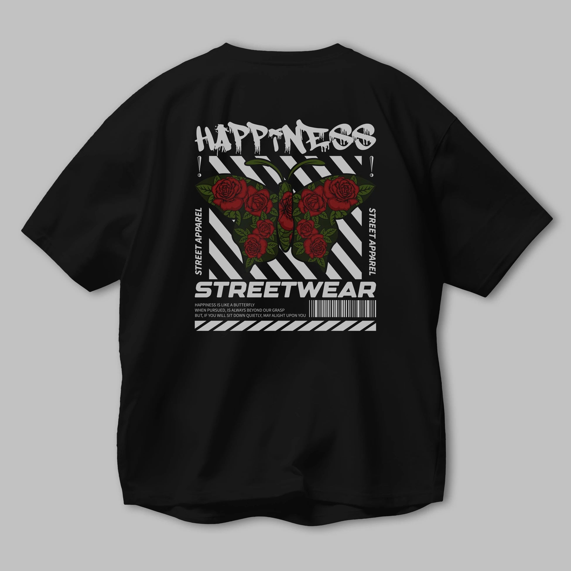 Happiness Streetwear Arka Baskılı Oversize t-shirt Erkek Kadın Unisex