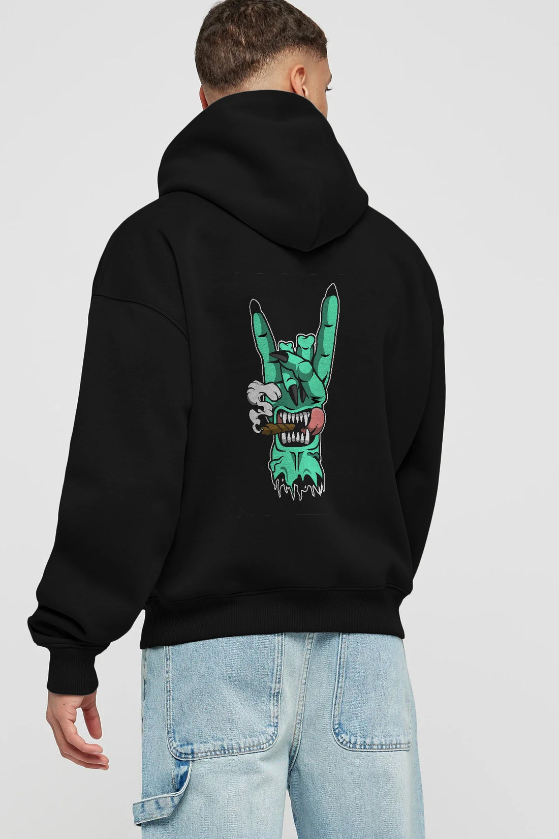Metal Sign Arka Baskılı Hoodie Oversize Kapüşonlu Sweatshirt Erkek Kadın Unisex