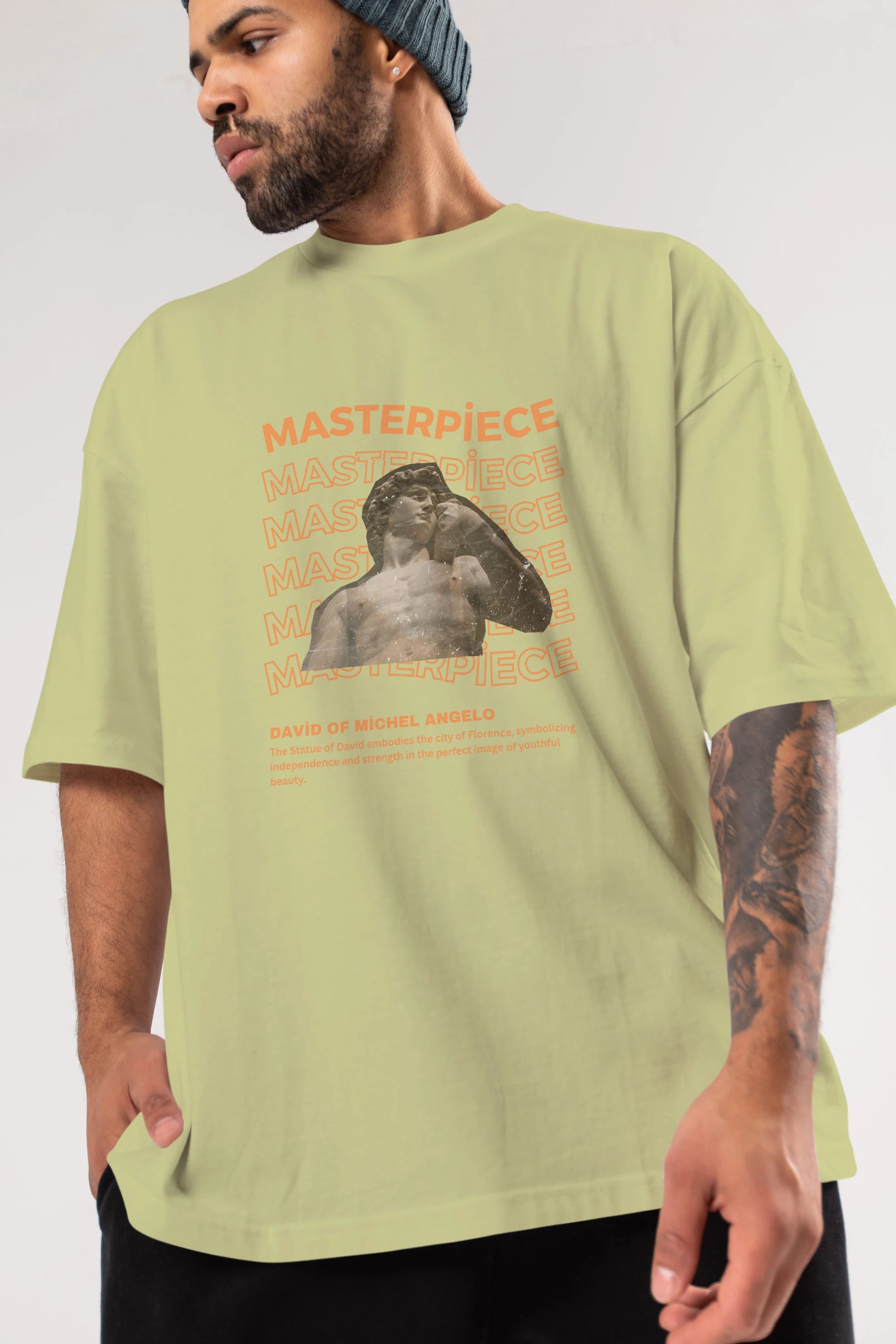 Masterpiece Yazılı Ön Baskılı Oversize t-shirt Erkek Kadın Unisex