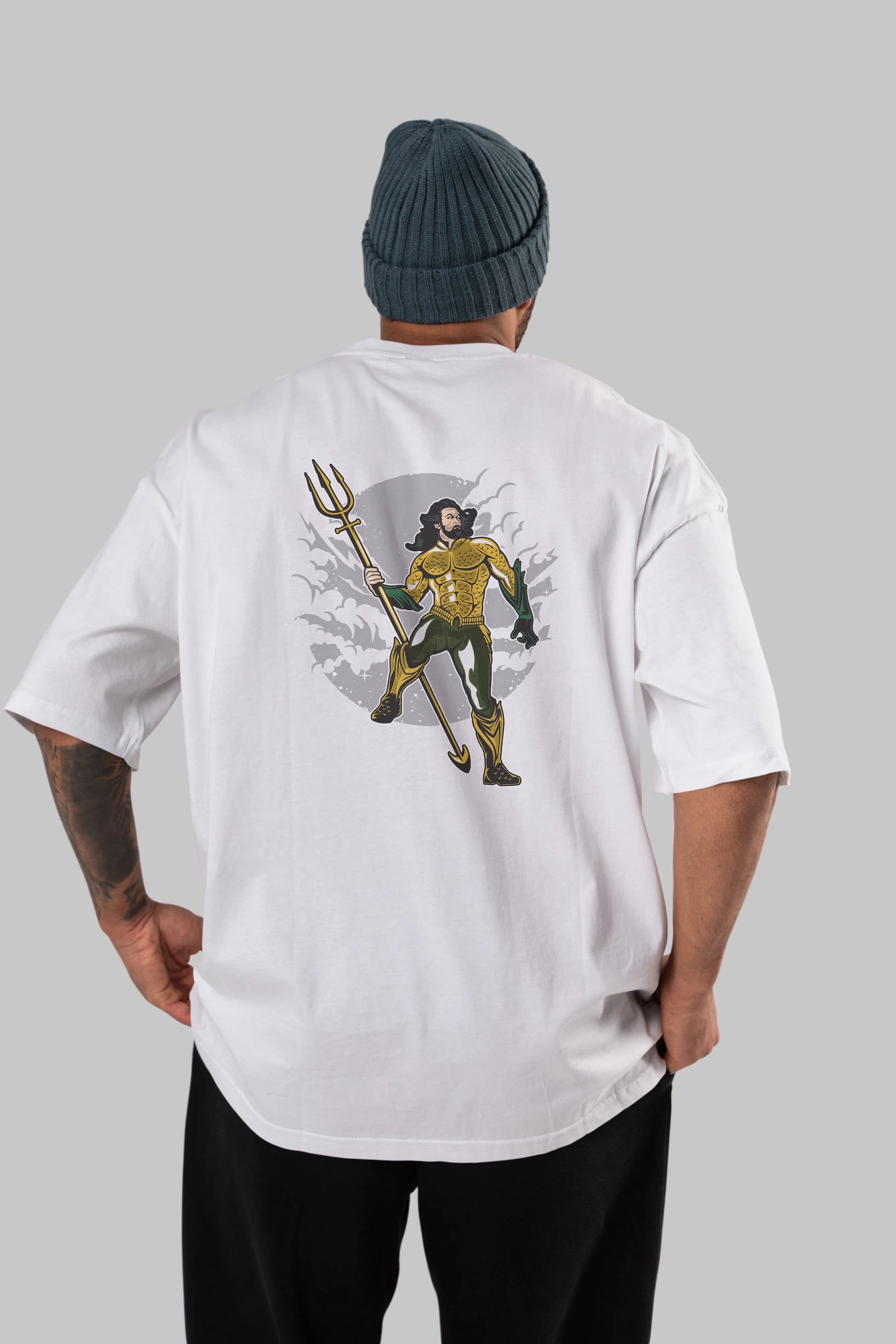 AQUAMAN Arka Baskılı Oversize t-shirt Erkek Kadın Unisex %100 Pamuk