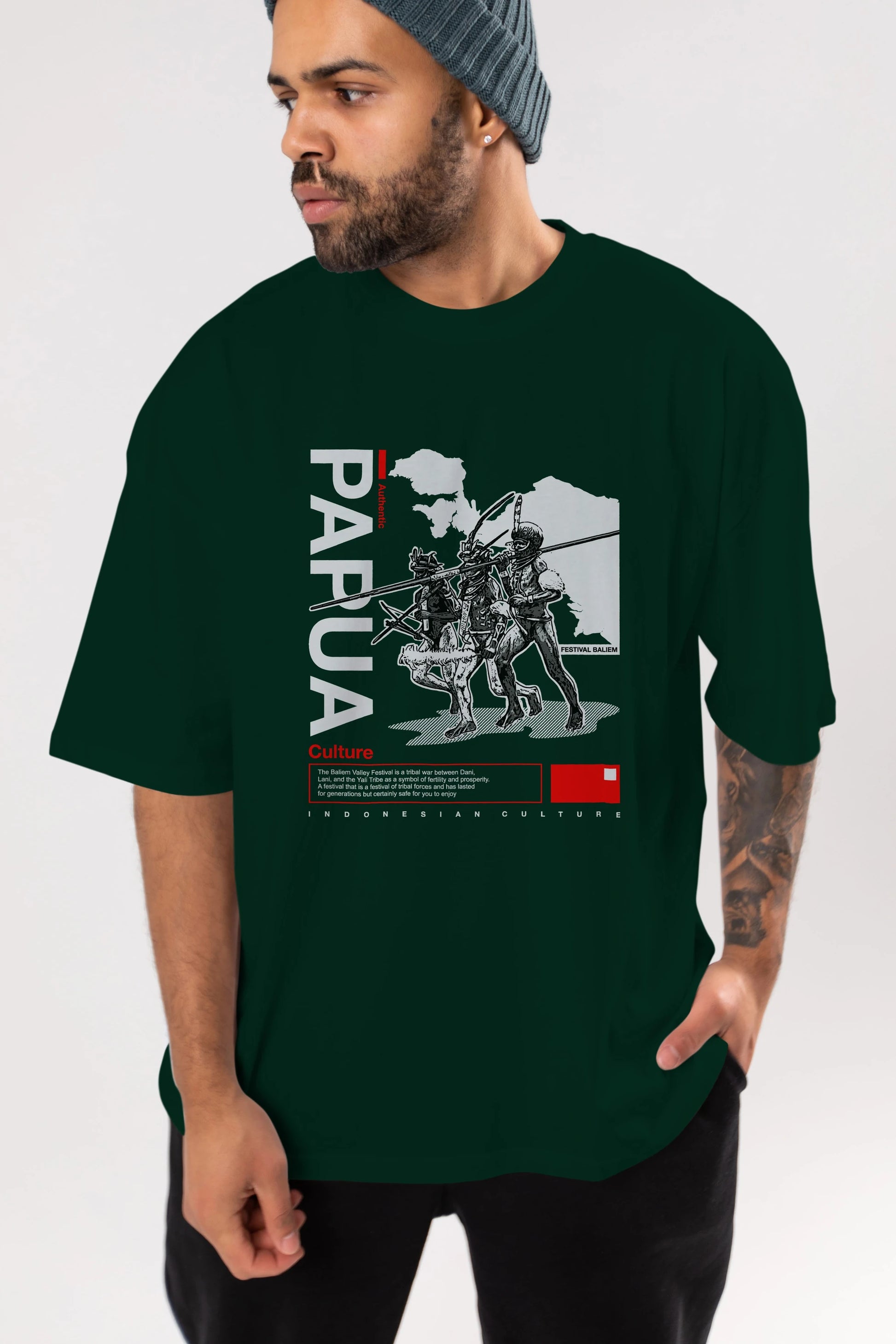 Papua Culture Ön Baskılı Oversize t-shirt Erkek Kadın Unisex