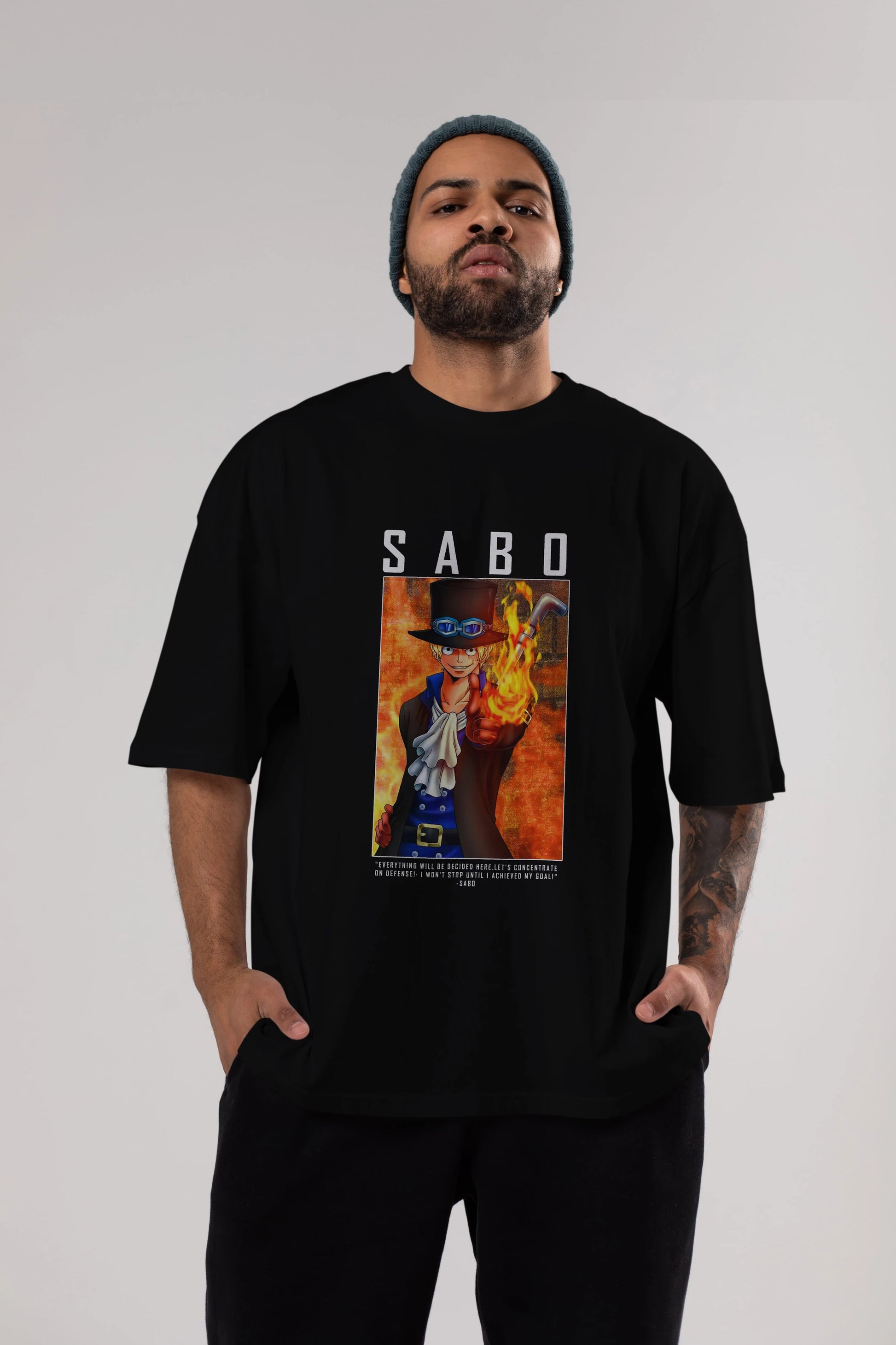 Sabo Anime Ön Baskılı Oversize t-shirt Erkek Kadın Unisex