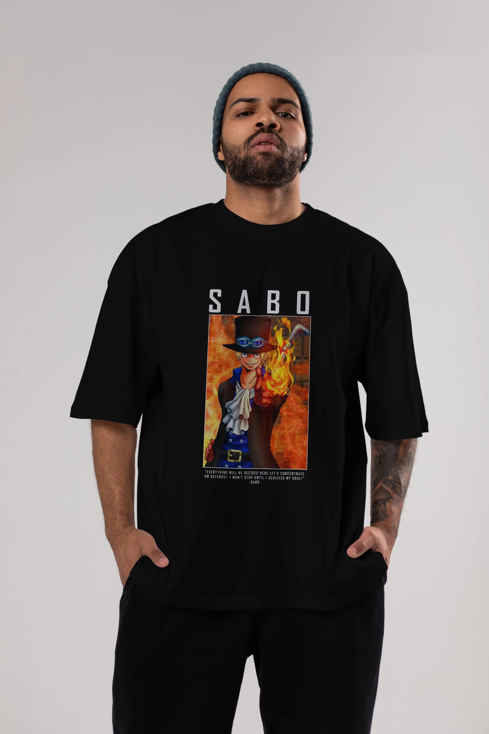 Sabo Anime Ön Baskılı Oversize t-shirt Erkek Kadın Unisex