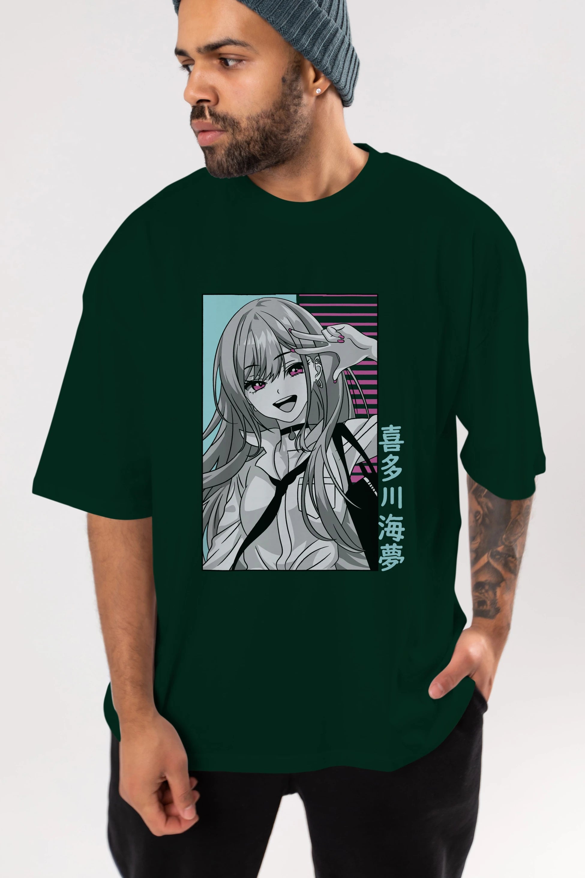 Marin Kitagawa 1 Anime Ön Baskılı Oversize t-shirt %100 pamuk Erkek Kadın Unisex