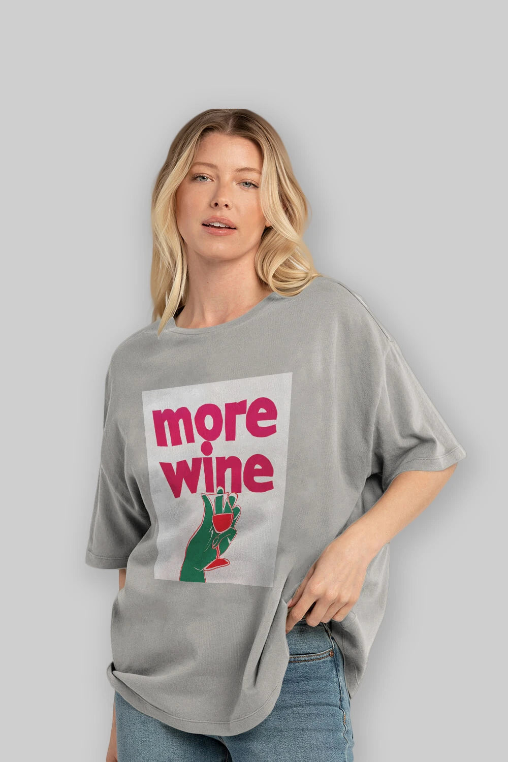 More Wine 3 Ön Baskılı Oversize t-shirt Erkek Kadın Unisex %100 Pamuk Bisiklet Yaka tişort