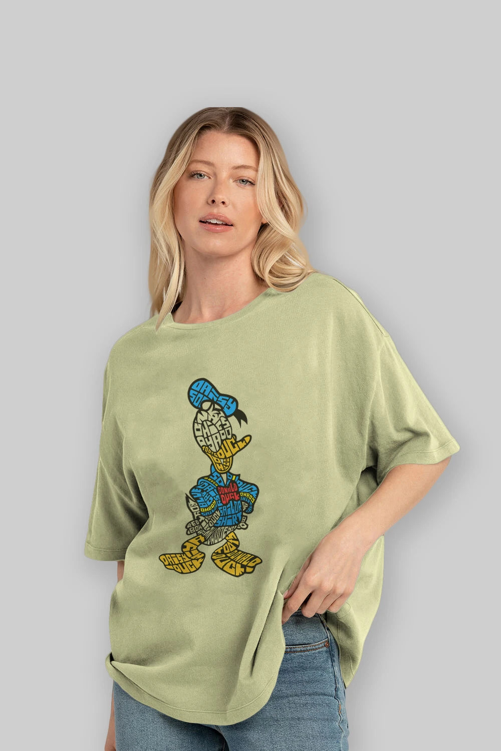 Donald Ön Baskılı Oversize t-shirt %100 pamuk Erkek Kadın Unisex