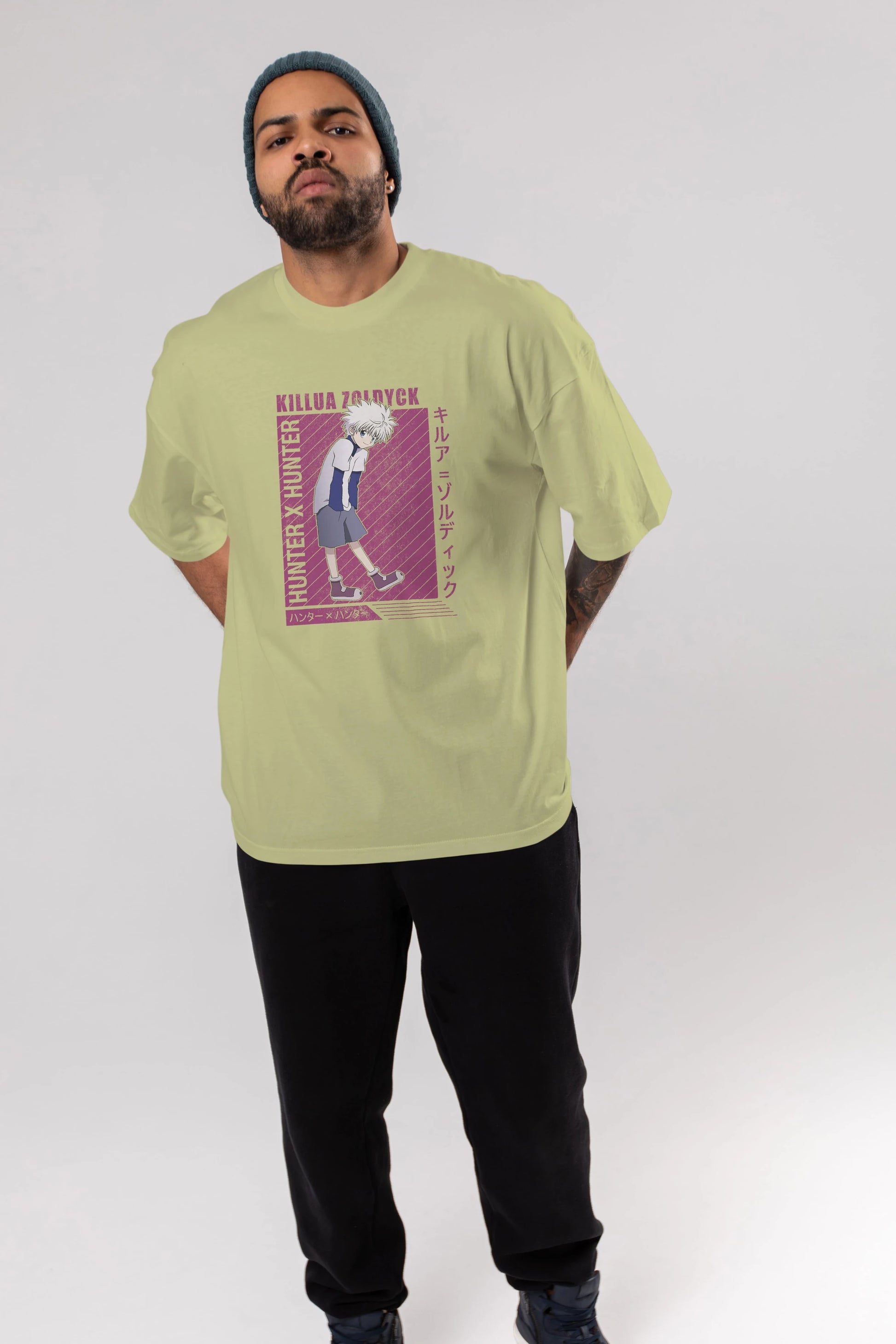 Killua Zoldyck 3 1 Anime Ön Baskılı Oversize t-shirt %100 pamuk Erkek Kadın Unisex
