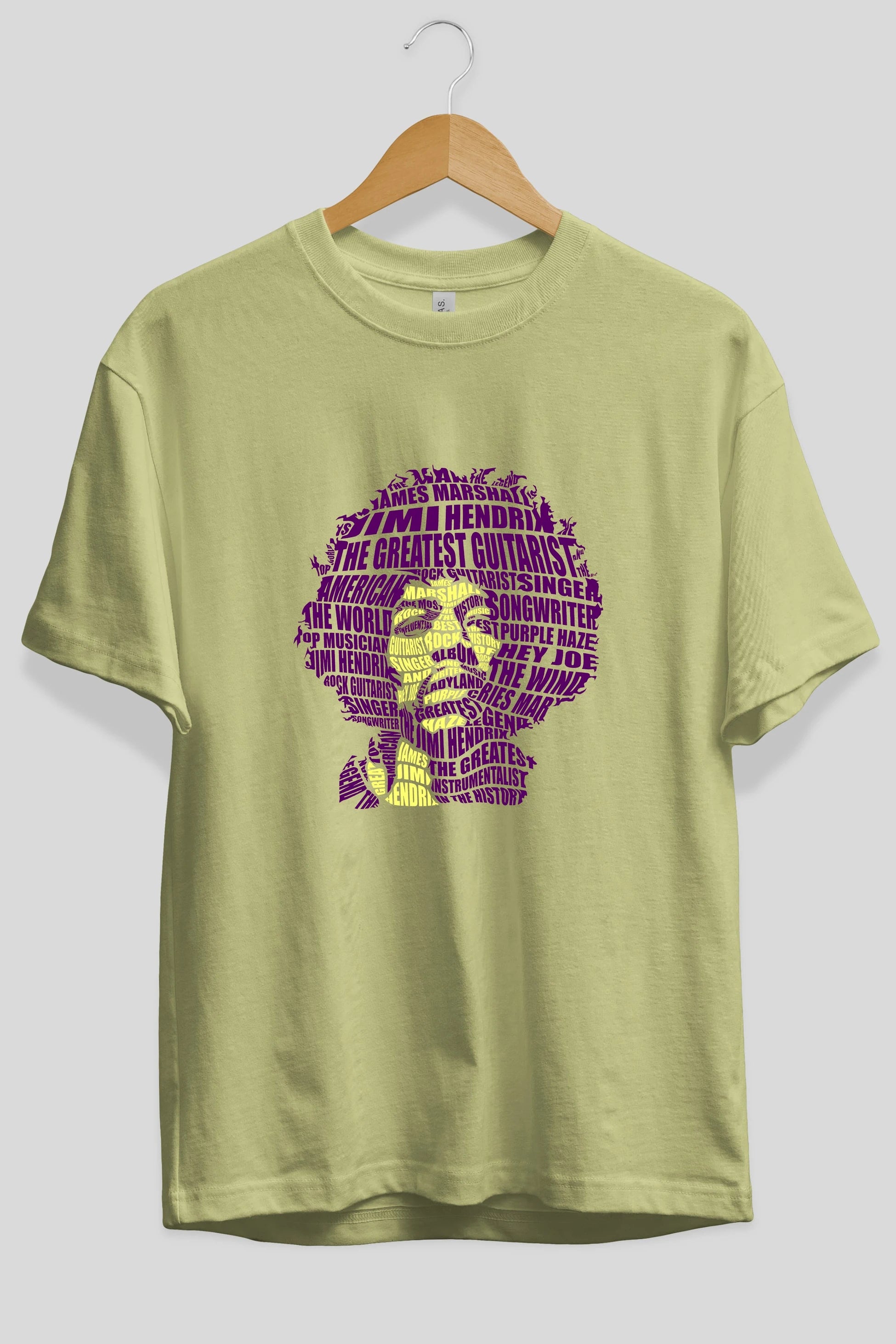 Jimmy Hendrix Calligram Ön Baskılı Oversize t-shirt %100 pamuk Erkek Kadın Unisex